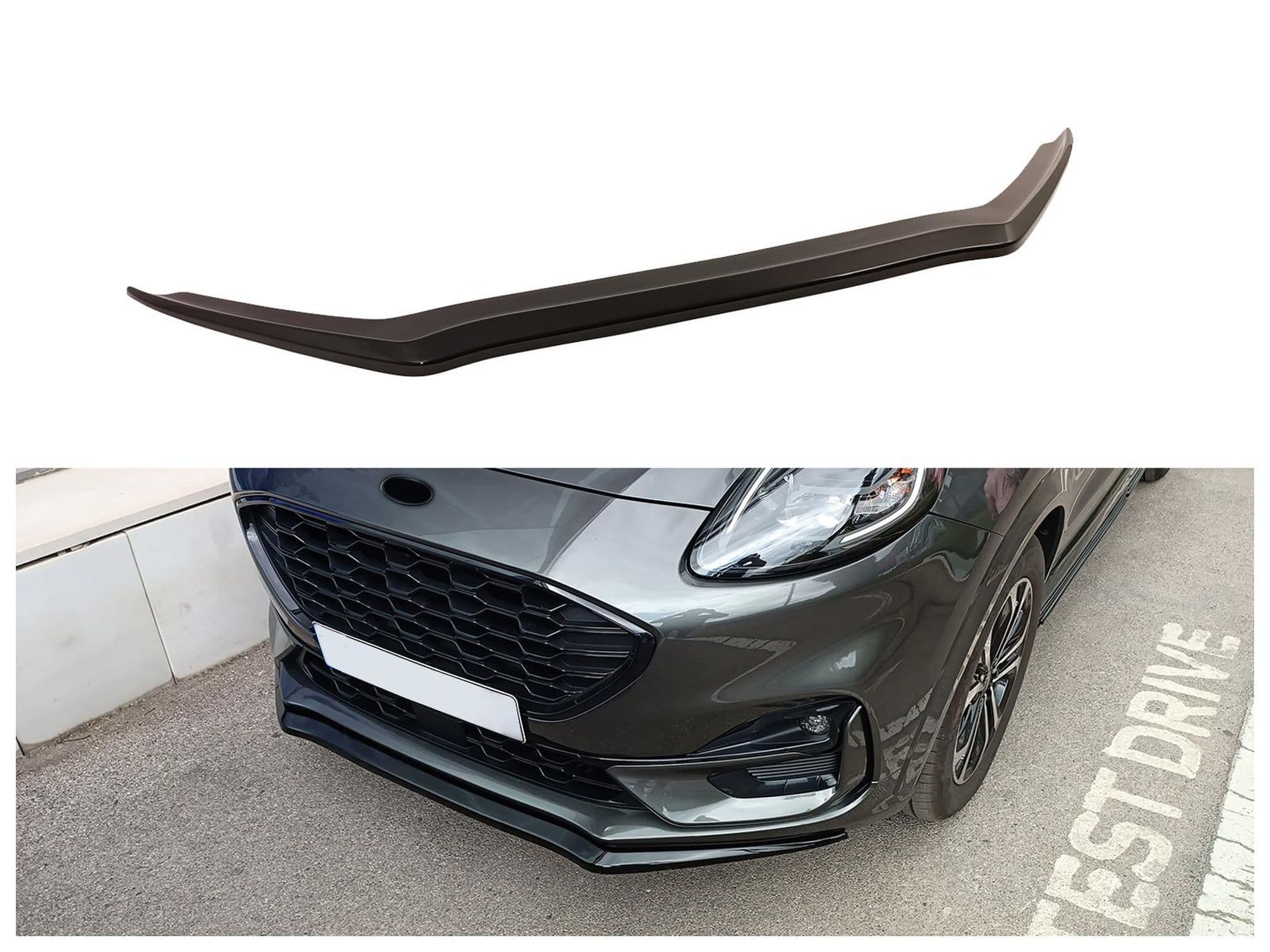 Front splitter — Black, ABS plastic, Shiny