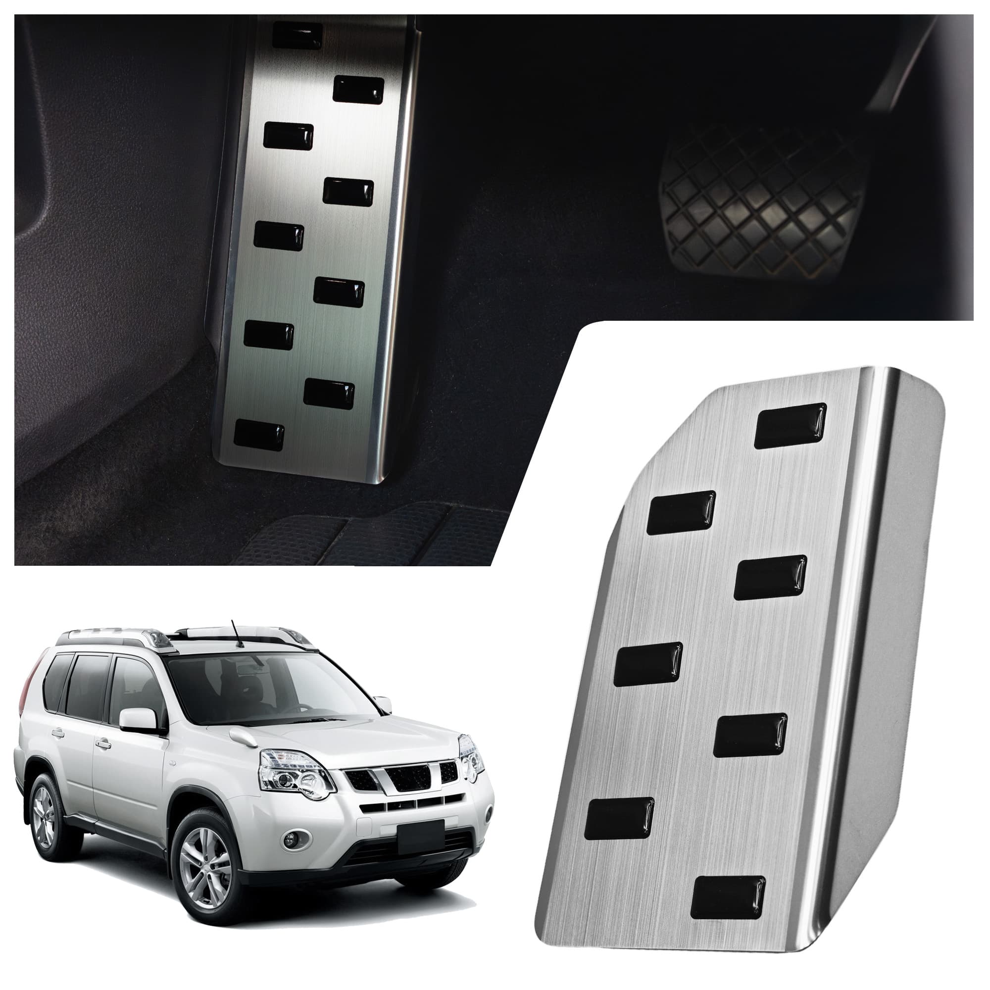 Footrest plate — Black | Silver, Stainless steel, Brushed