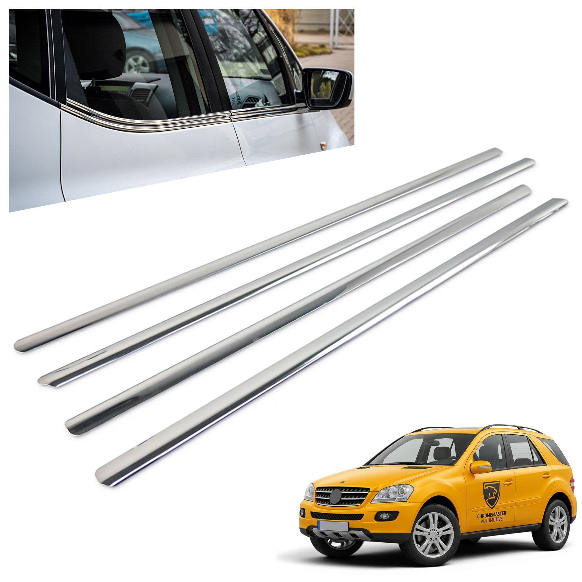 Leisten unter den Seitenfenstern — Chrom, Rostfreier Stahl, Poliert