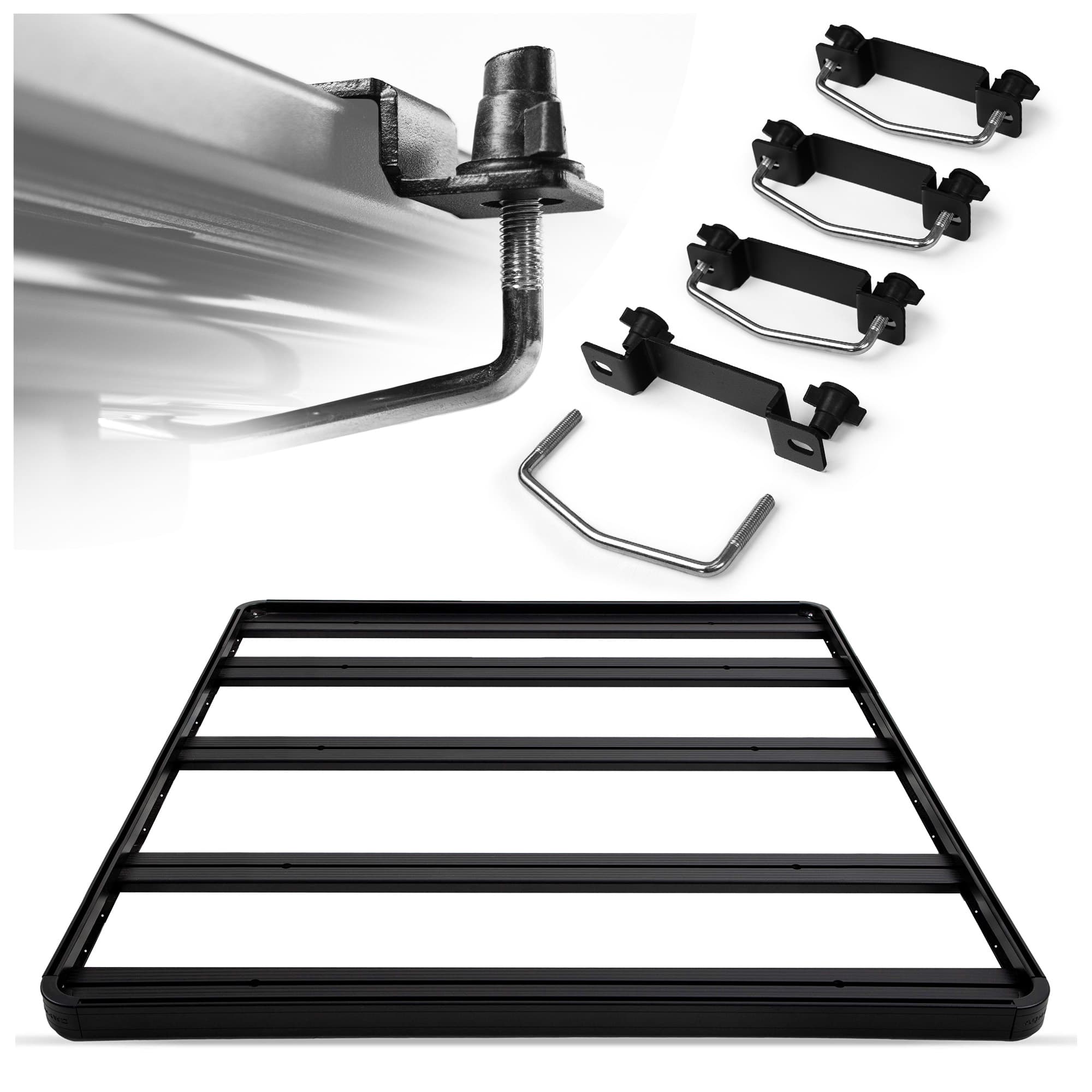 Dachplattform T40 uniwersalna — Schwarz, Aluminium | Stahl, Pulverbeschichtet