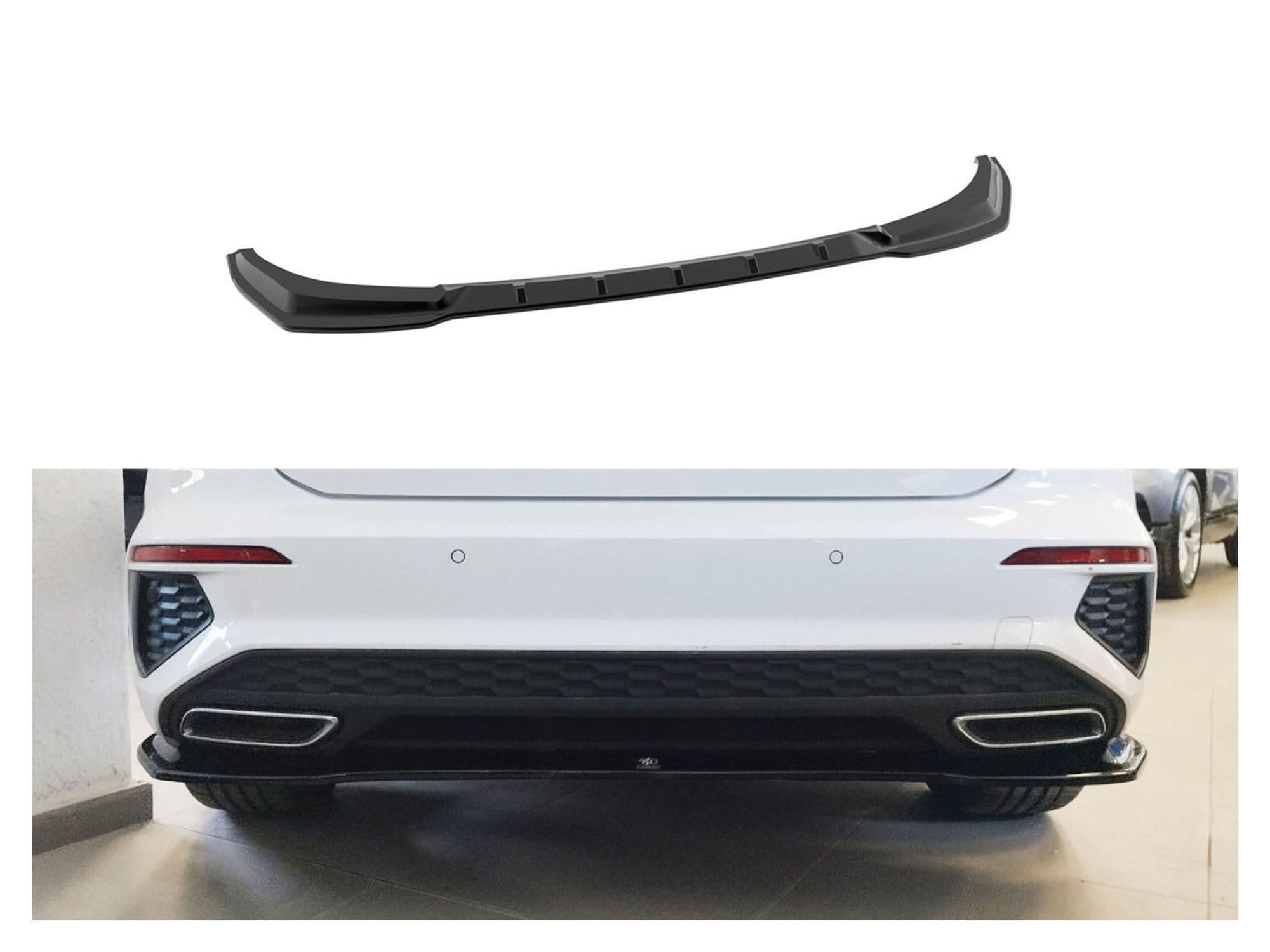 Rear bumper lip — Black, ABS plastic, Shiny
