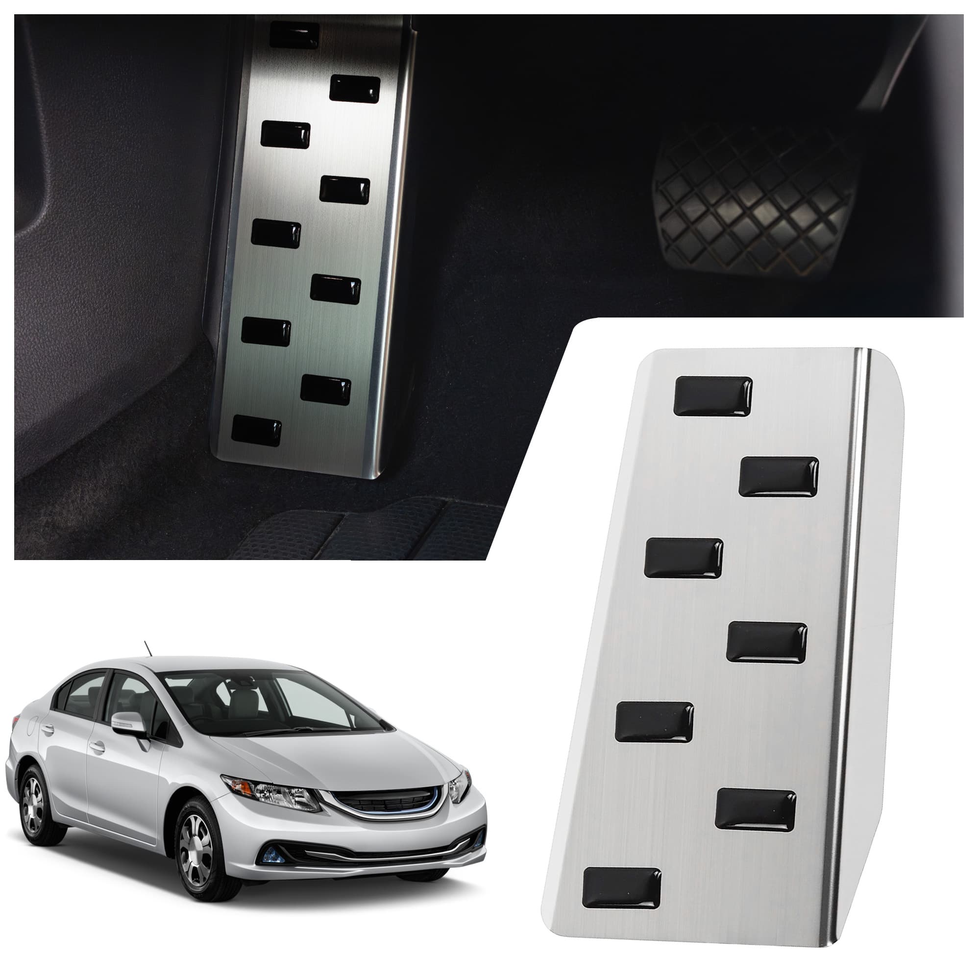 Footrest plate — Black | Silver, Stainless steel, Brushed