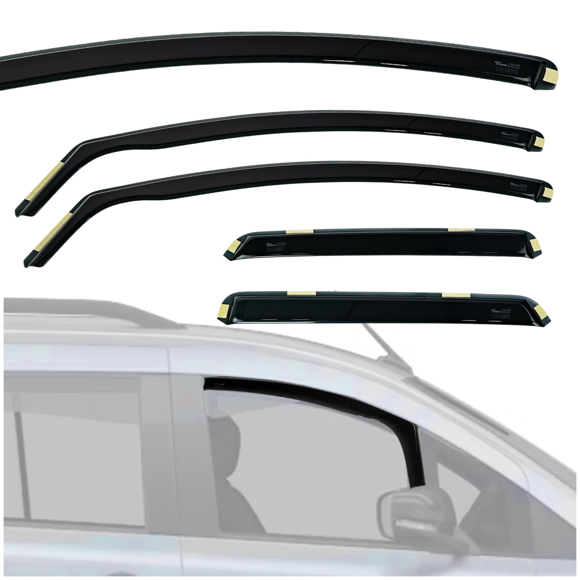 Side window deflectors — Translucent black smoked, Plastic, Shiny