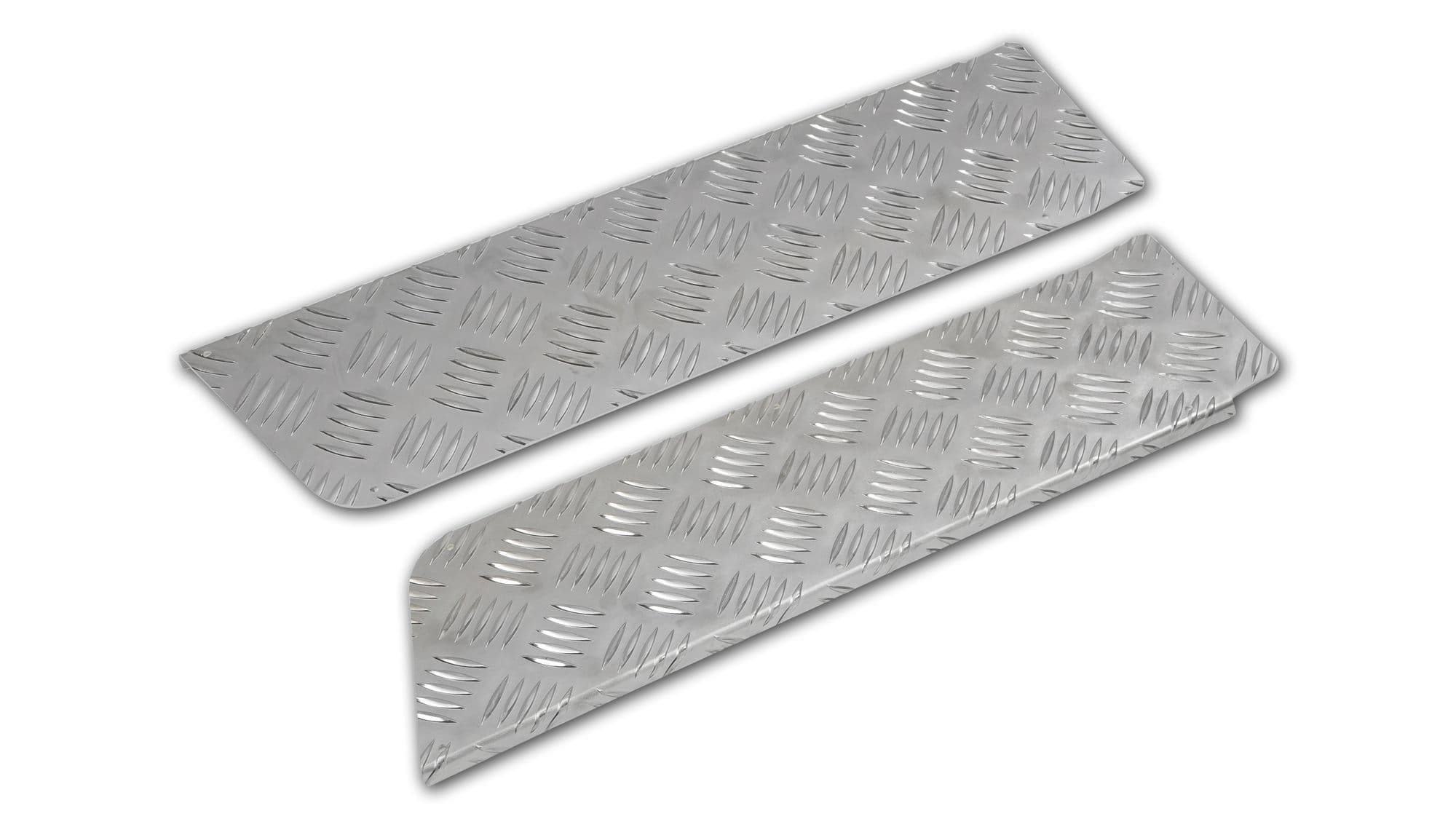 Cover for front interior step — Silver, Aluminum, Ribbed