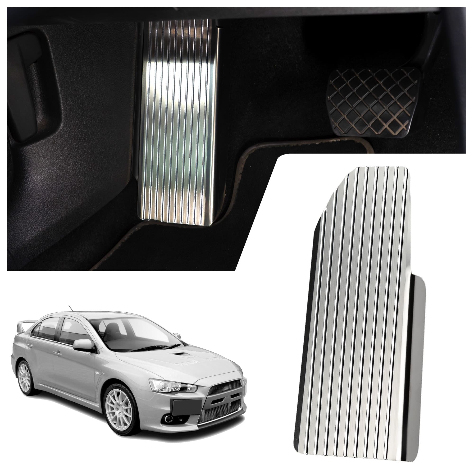 Footrest plate — Silver, Stainless steel, Brushed