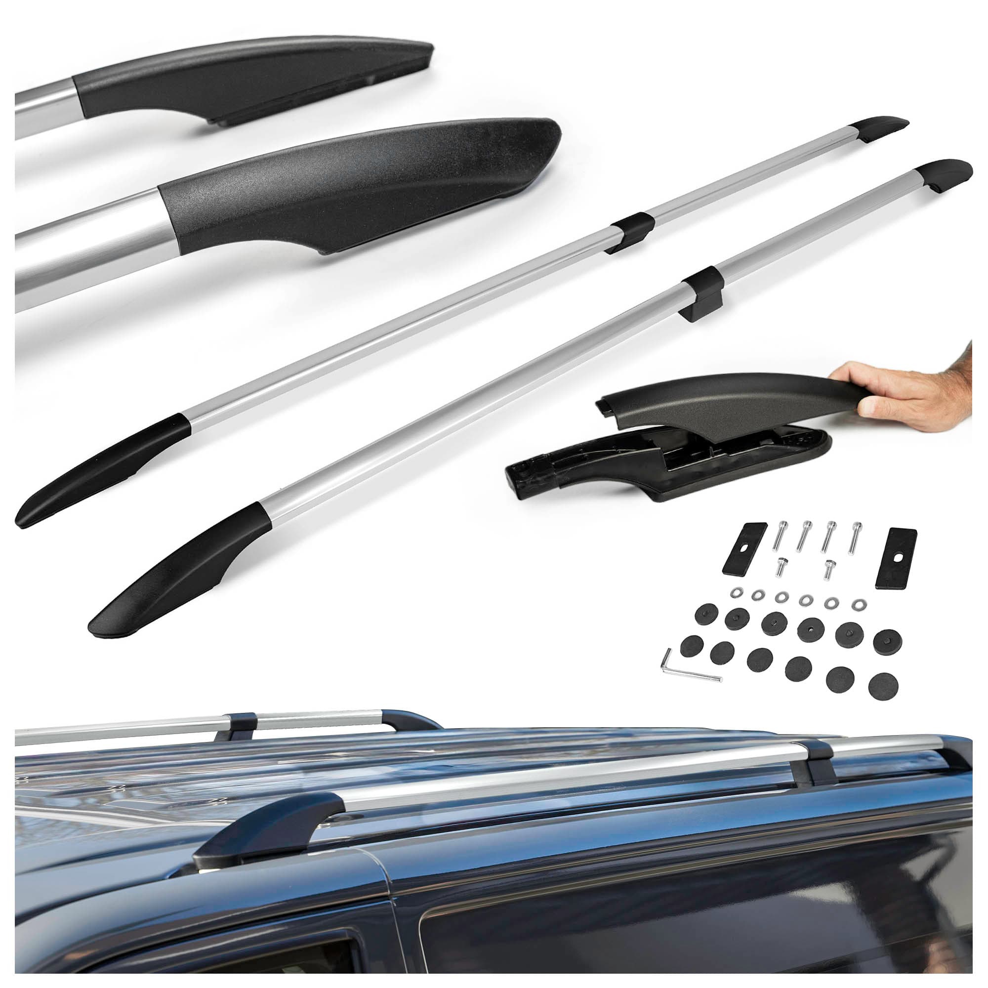 Split roof rails Solid — Chrome, Aluminum | Plastic, Polished