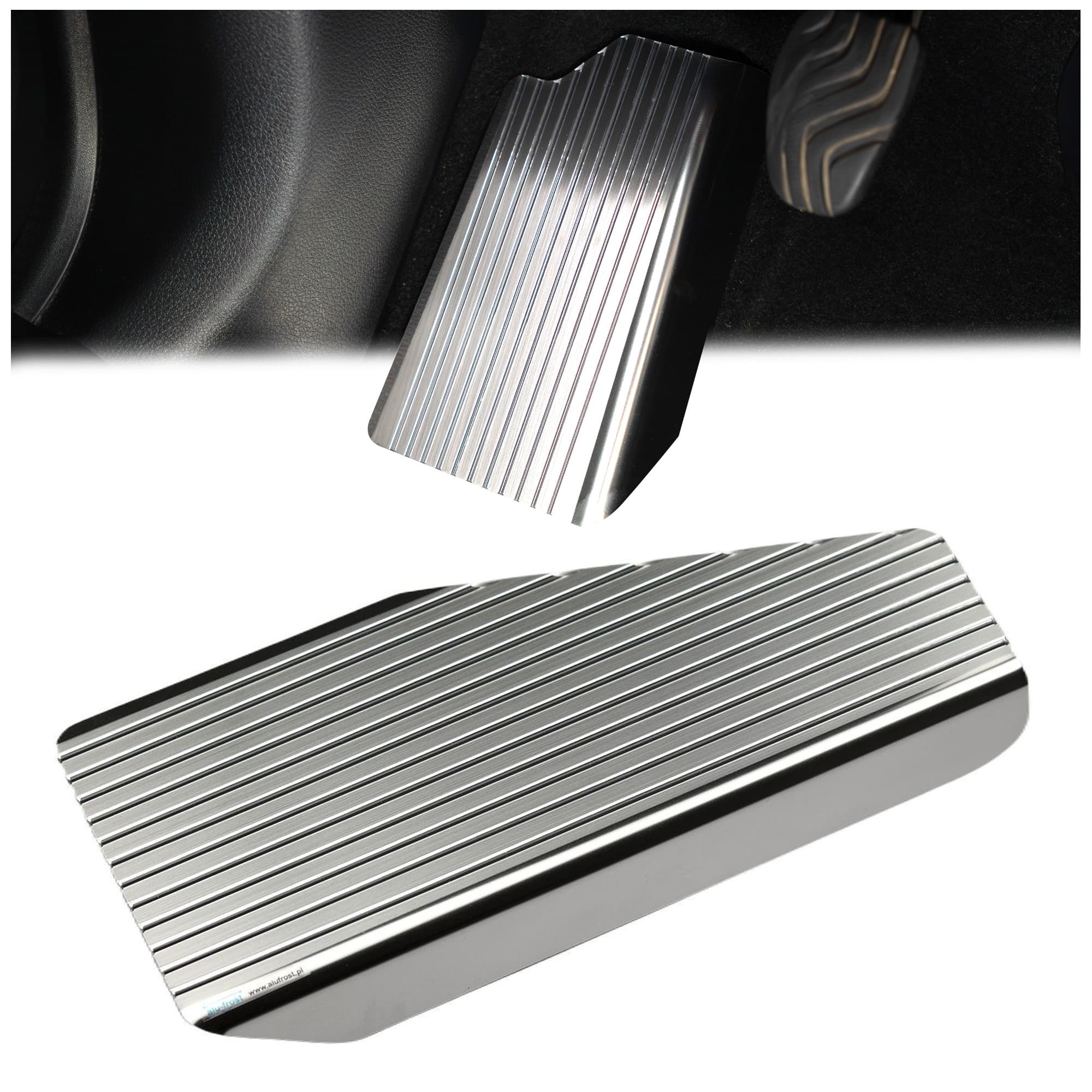 Footrest plate — Silver, Stainless steel, Brushed