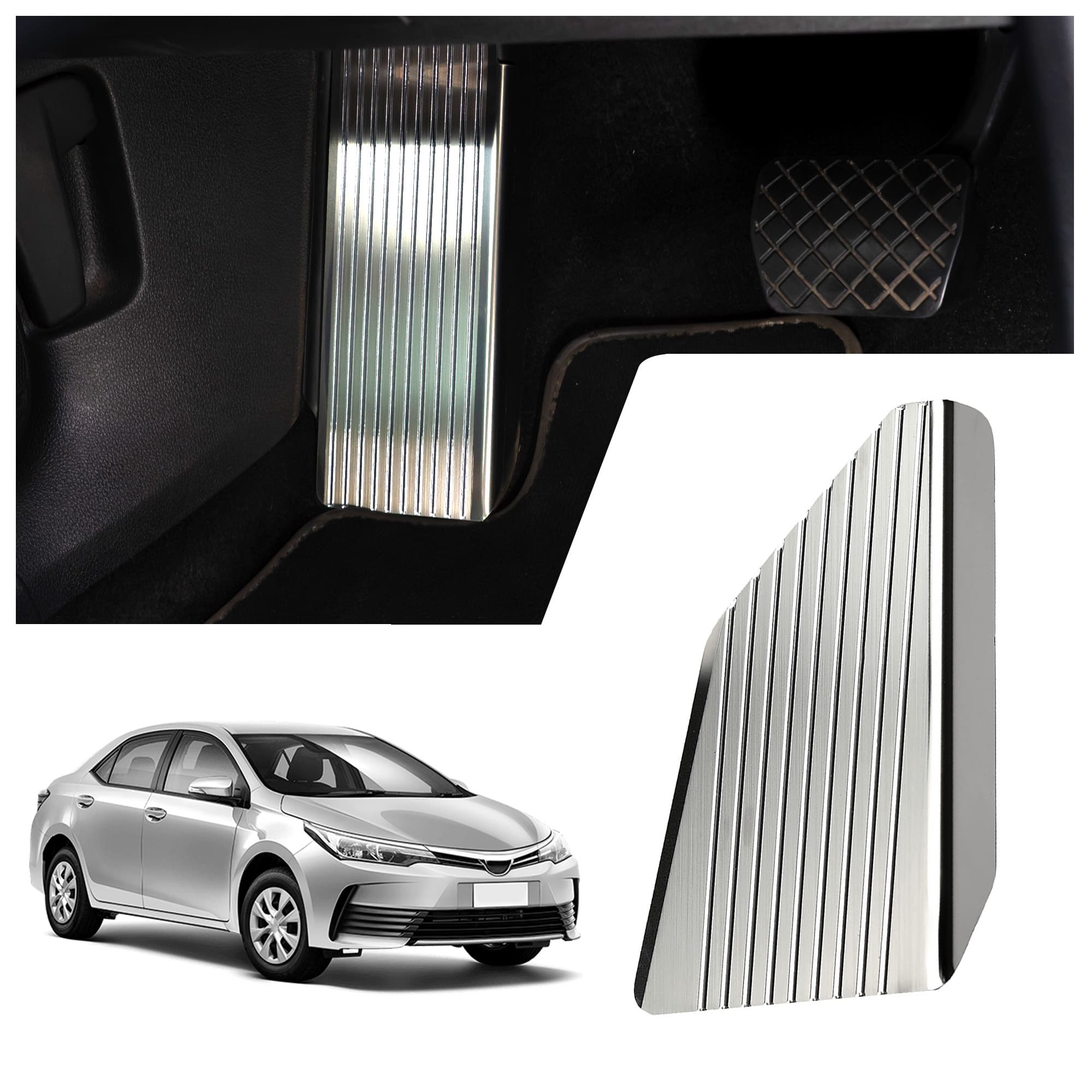 Footrest plate — Silver, Stainless steel, Brushed