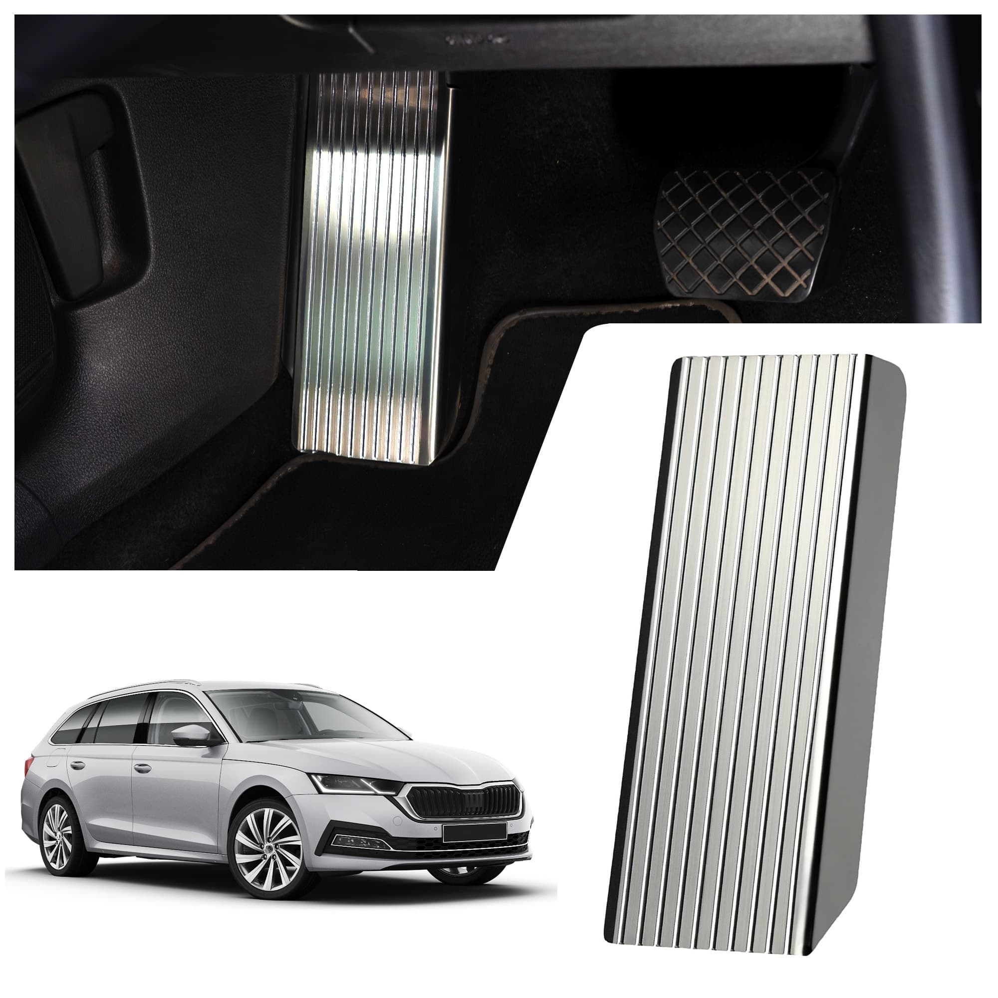 Footrest plate — Silver, Stainless steel, Brushed