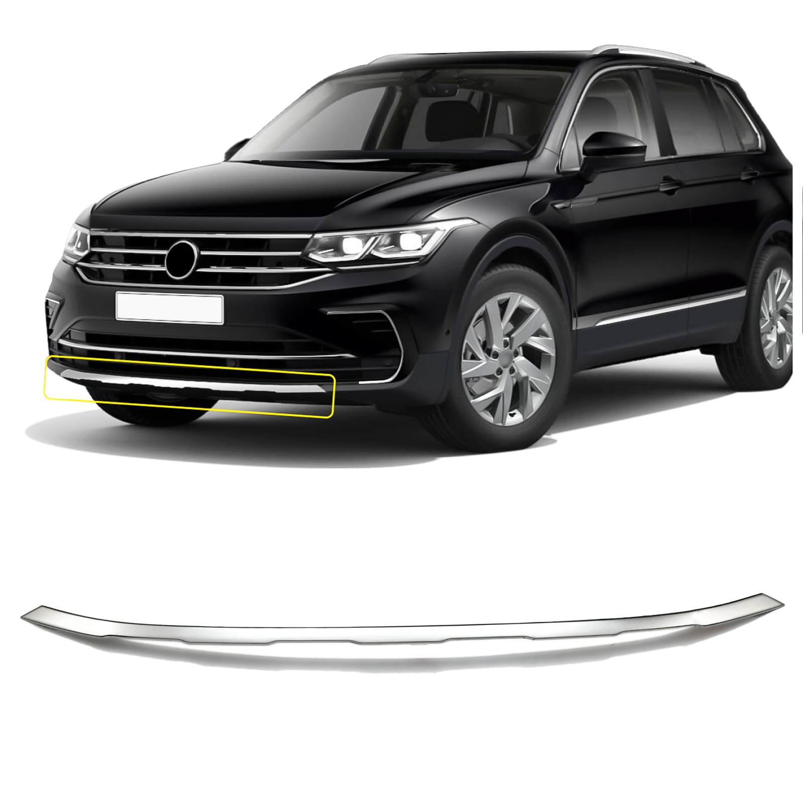 Front bumper grille trim — Chrome, Stainless steel, Polished