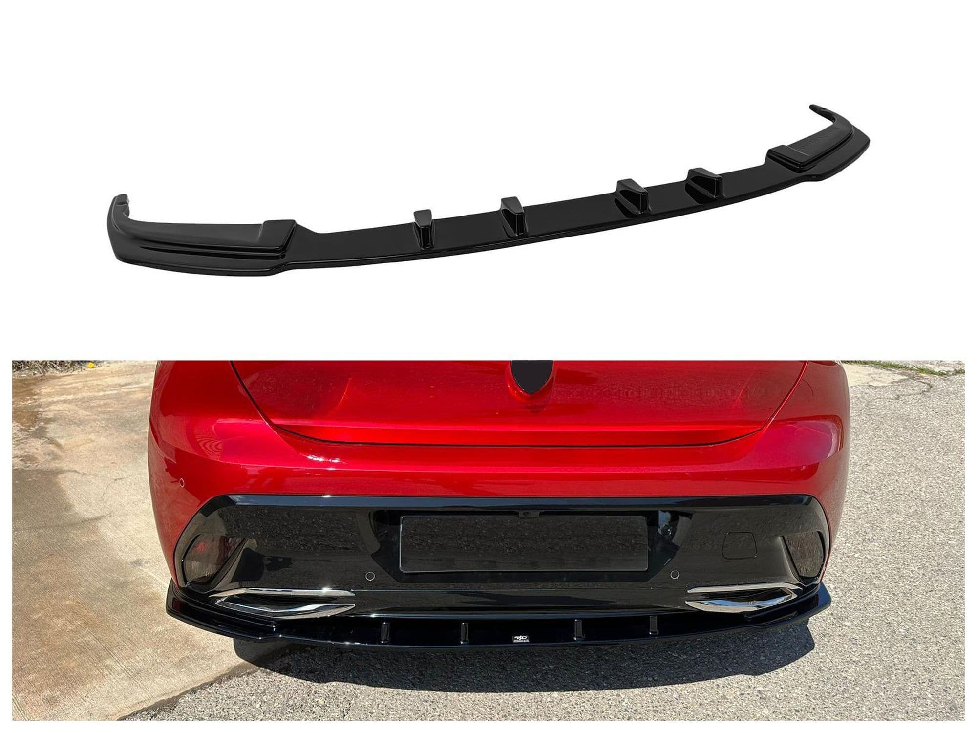 Rear bumper lip — Black, ABS plastic, Shiny