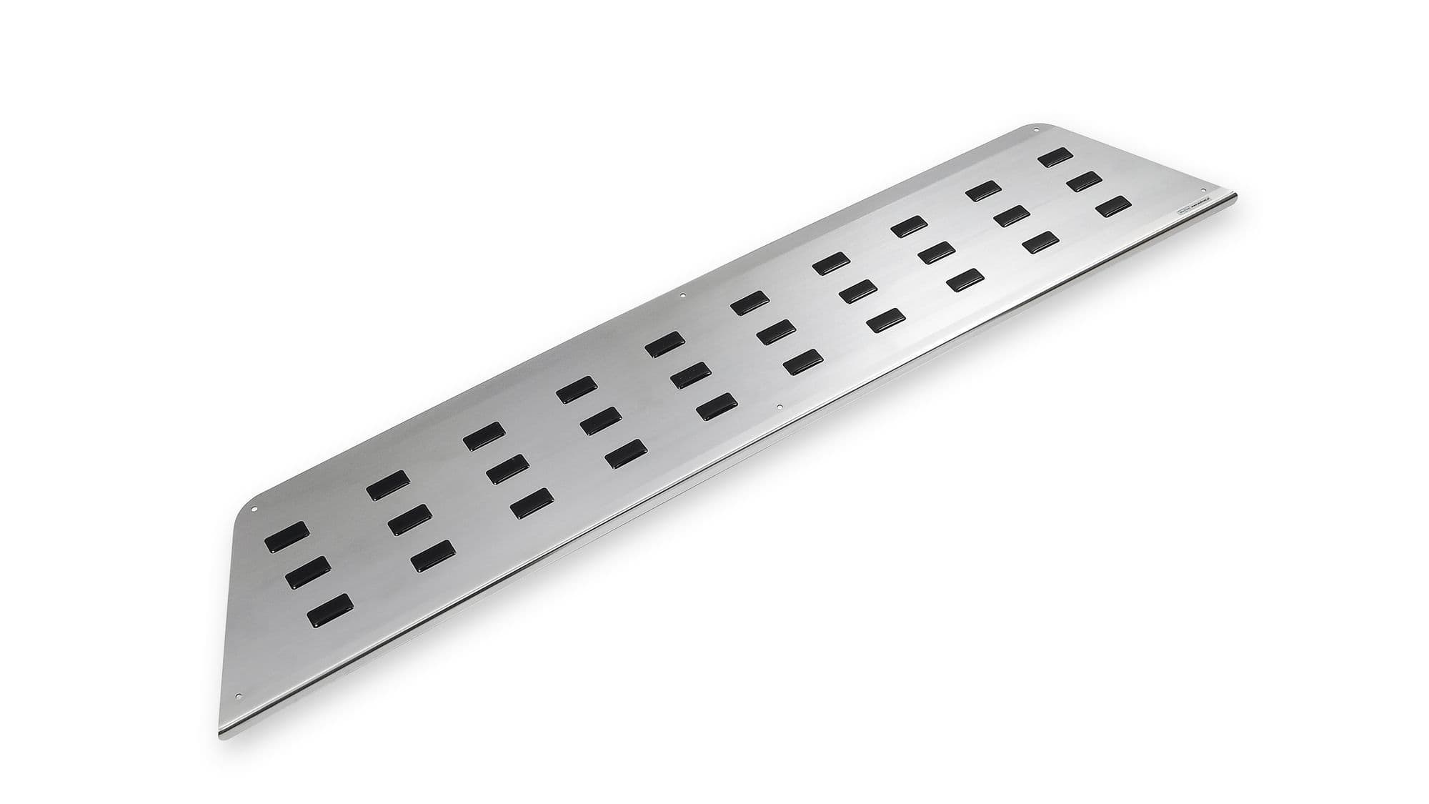 Cover for left rear interior step — Black | Silver, Stainless steel, Polished