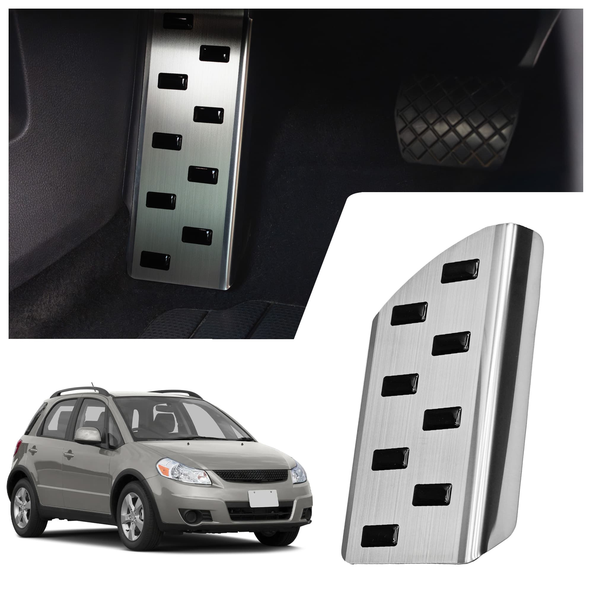 Footrest plate — Black | Silver, Stainless steel, Brushed