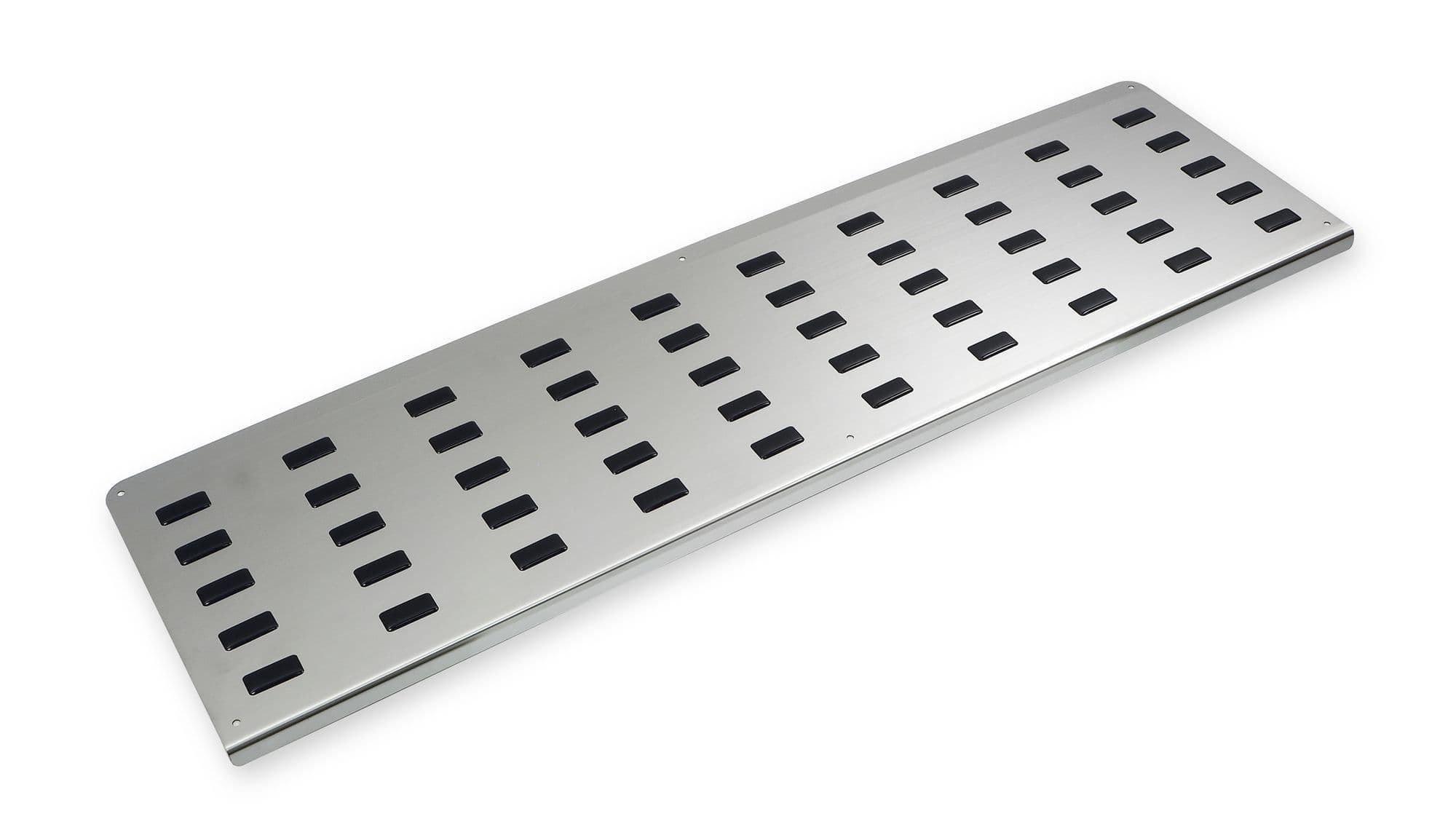 Cover for left rear interior step — Black | Silver, Stainless steel, Polished