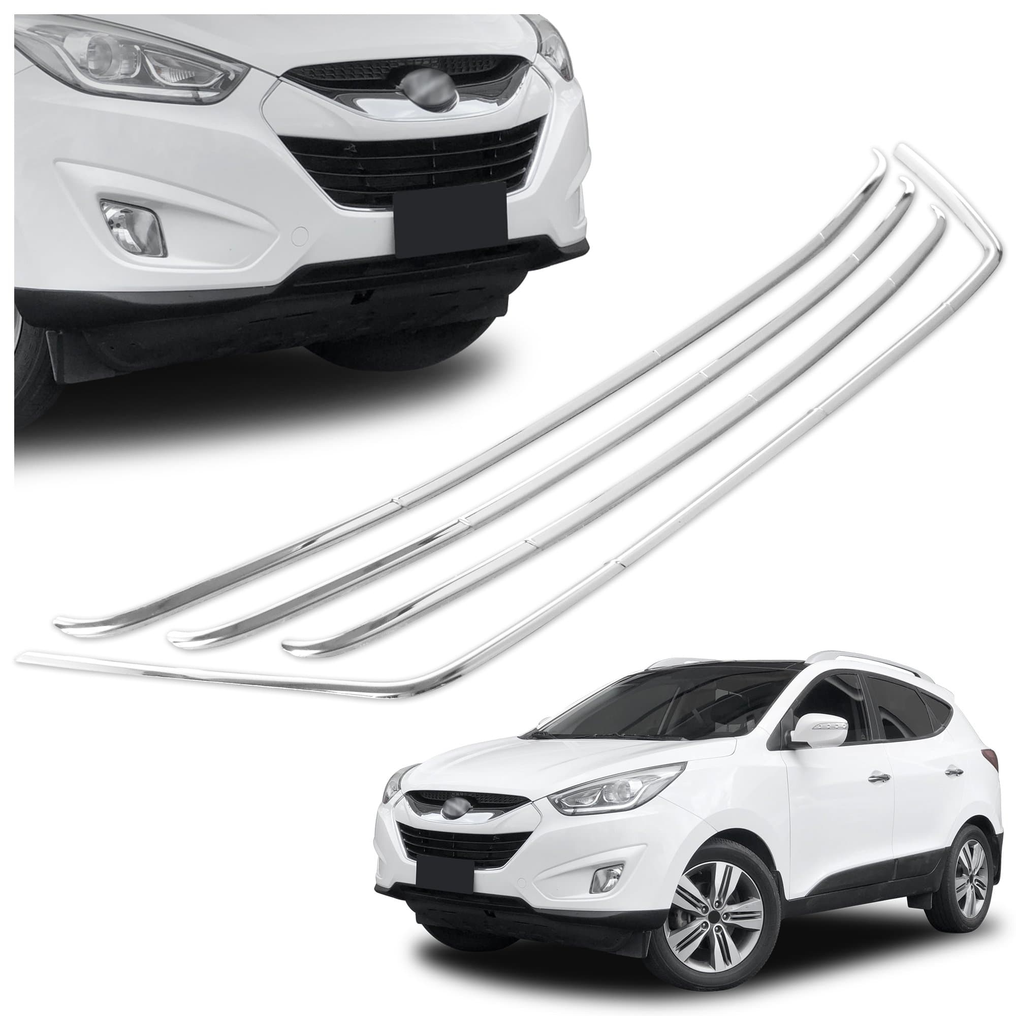 Front bumper grille trims — Chrome, Stainless steel, Polished