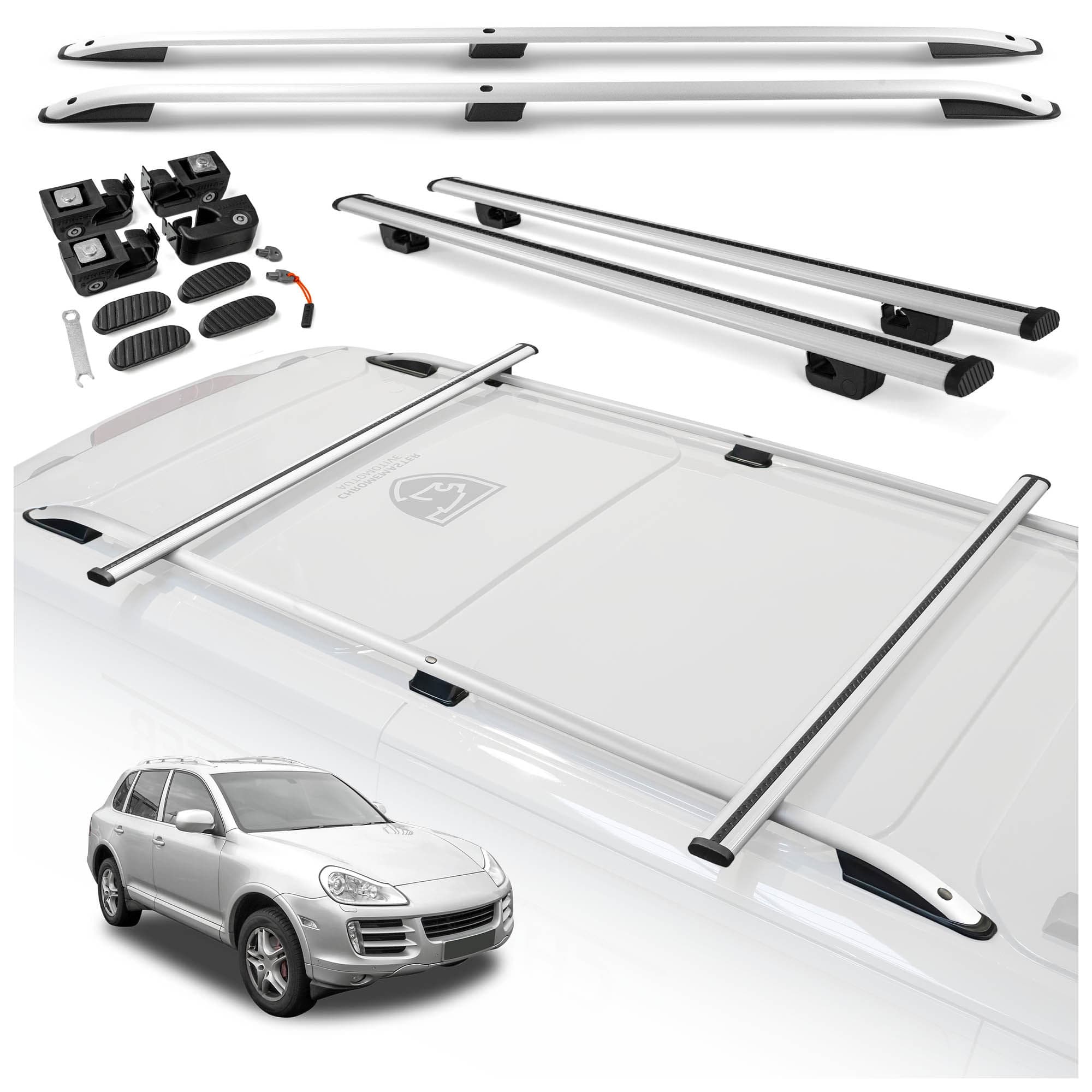 Roof rails with cross bars included SKYPORT — Silver, Aluminum | Plastic, Painted