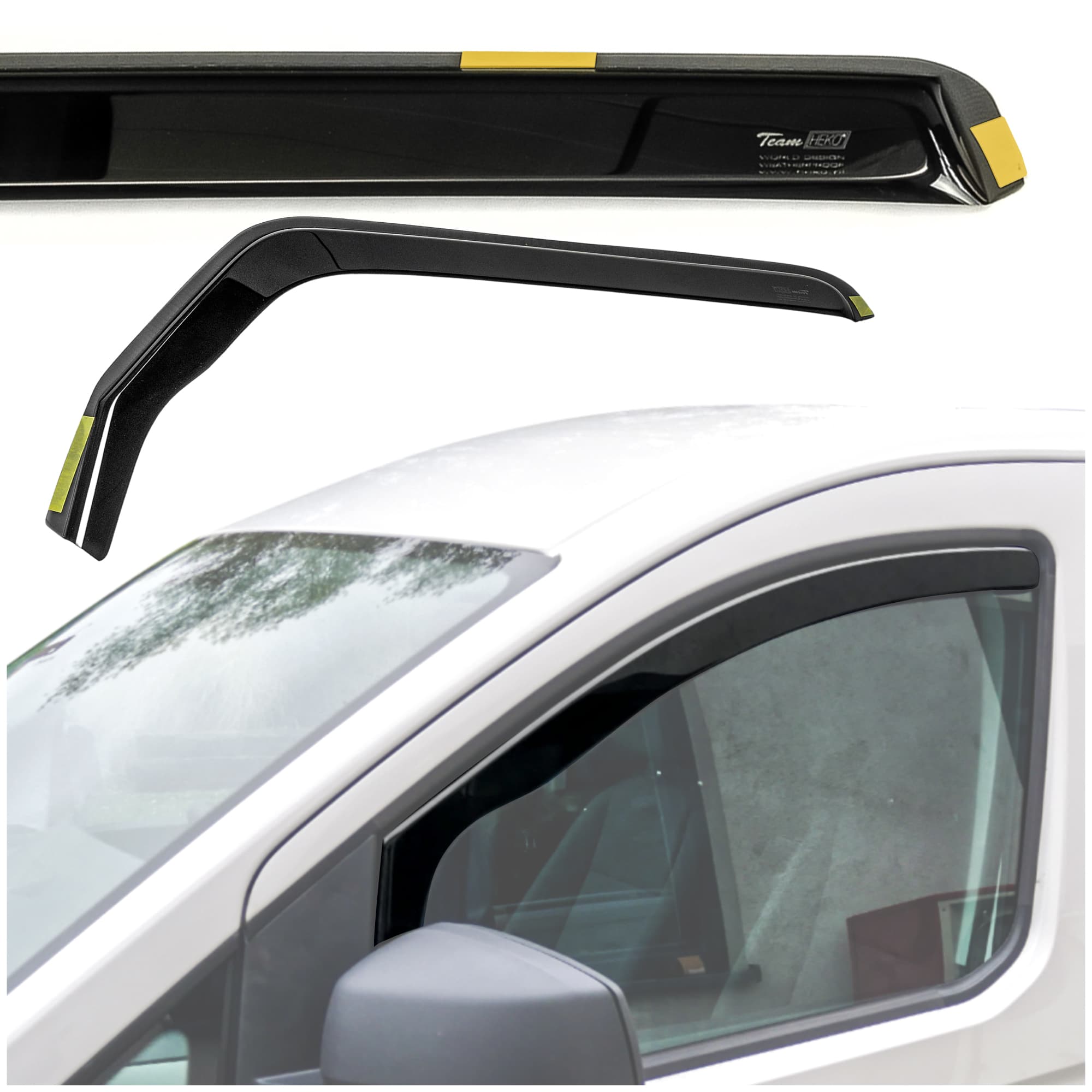 Side window deflectors — Translucent black smoked, Plastic, Shiny