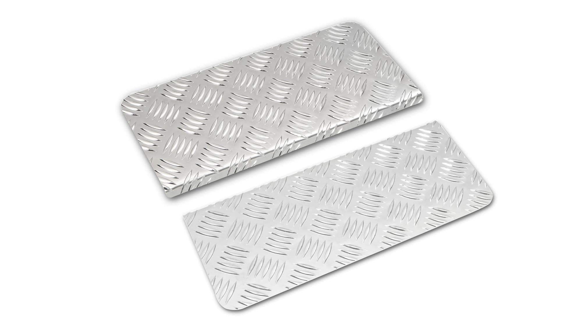 Covers for front interior steps — Silver, Aluminum, Ribbed