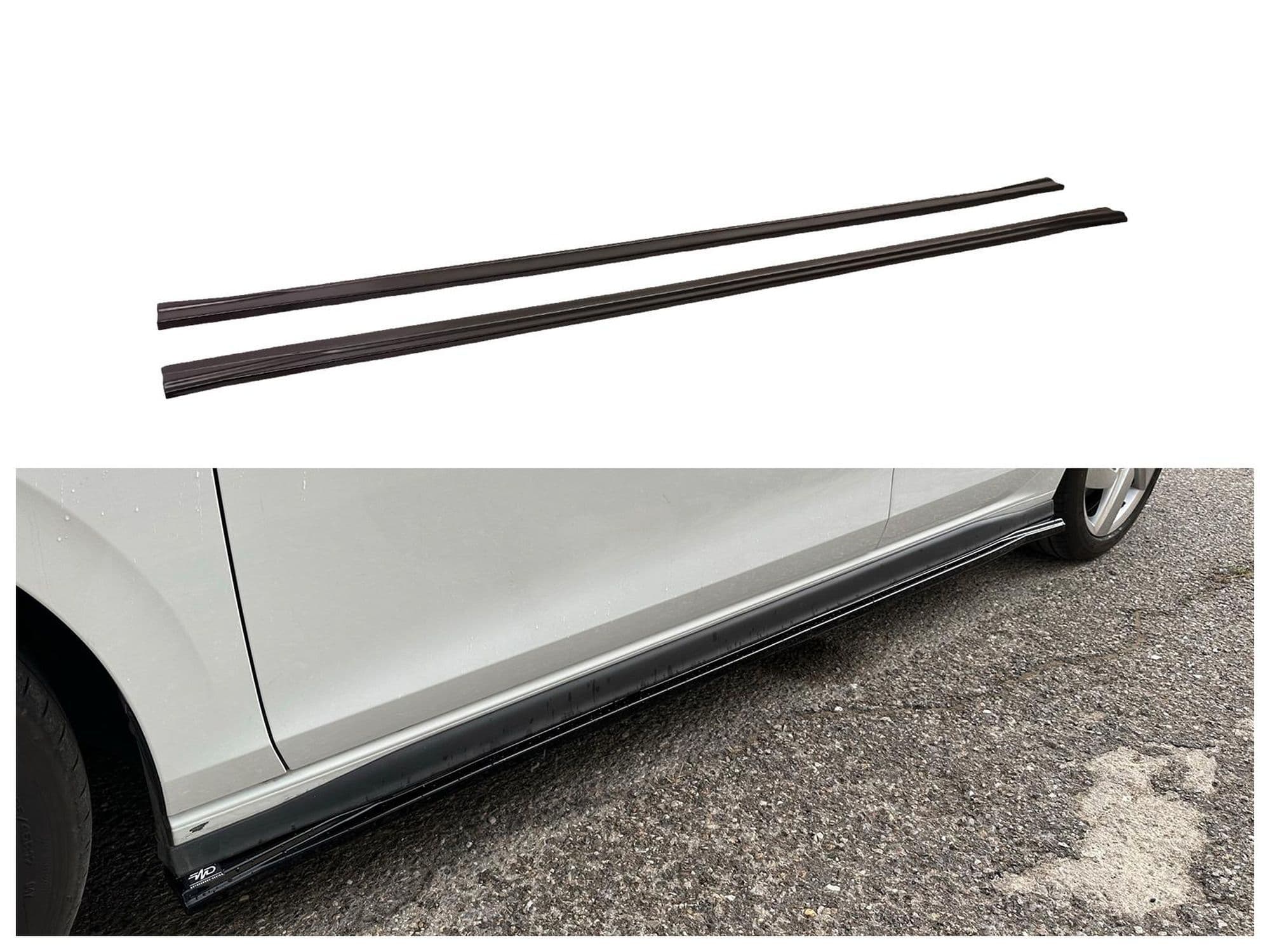 Side skirt extensions — Black, ABS plastic, Shiny