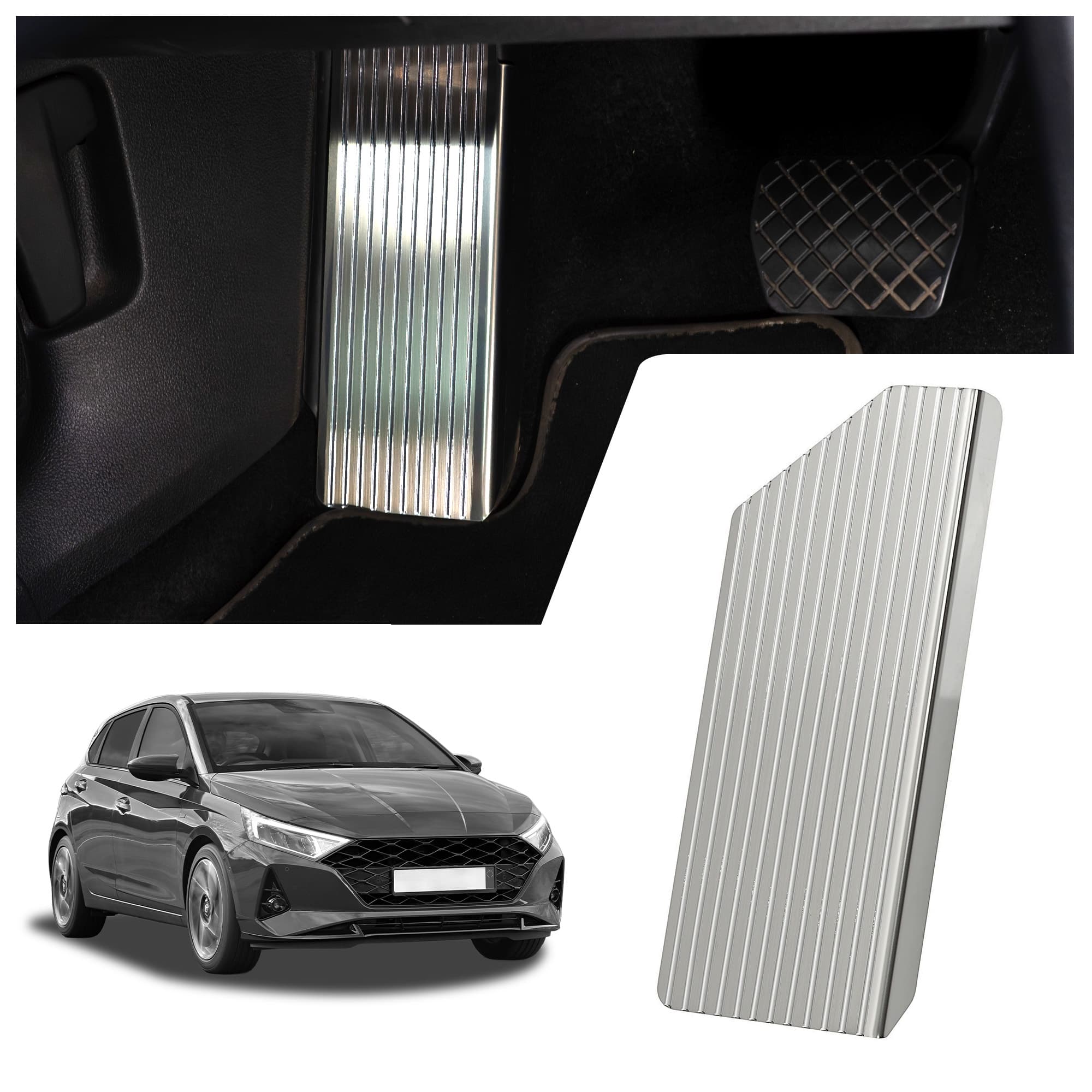 Footrest plate — Silver, Stainless steel, Brushed