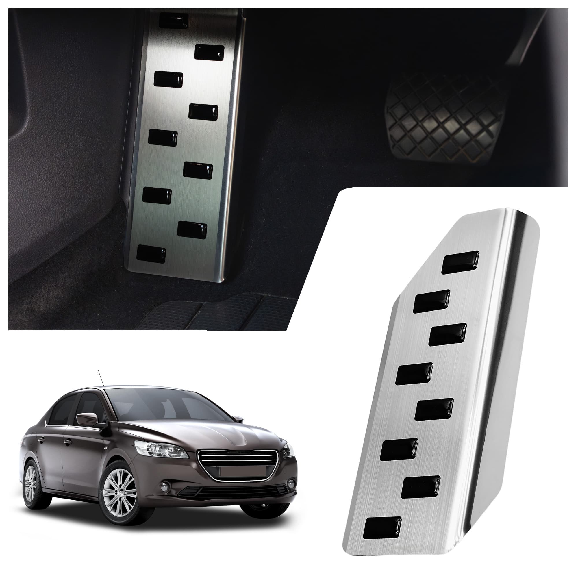 Footrest plate — Black | Silver, Stainless steel, Brushed