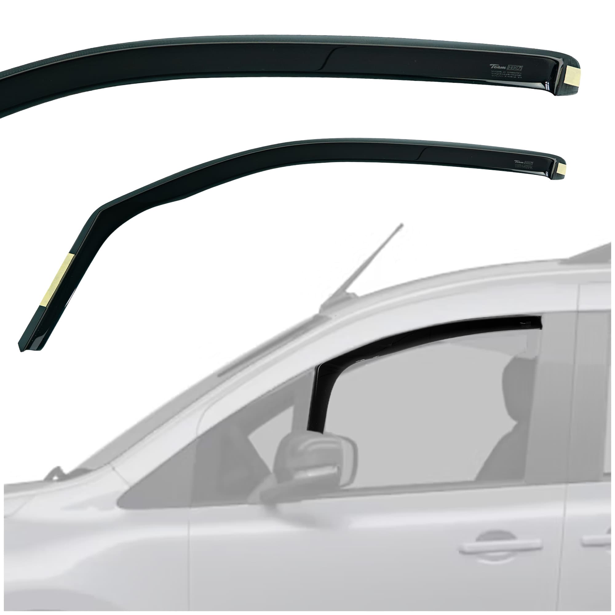 Side window deflectors — Translucent black smoked, Plastic, Shiny