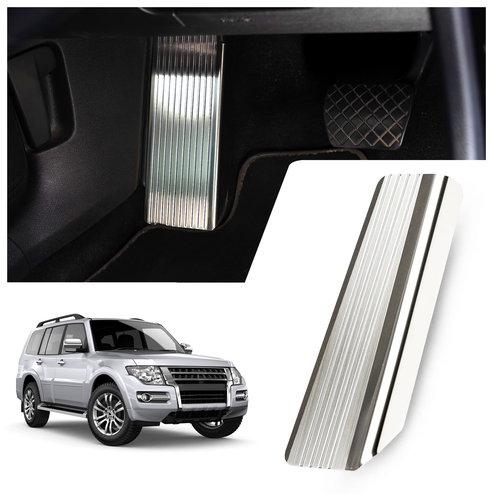 Footrest plate — Silver, Stainless steel, Brushed