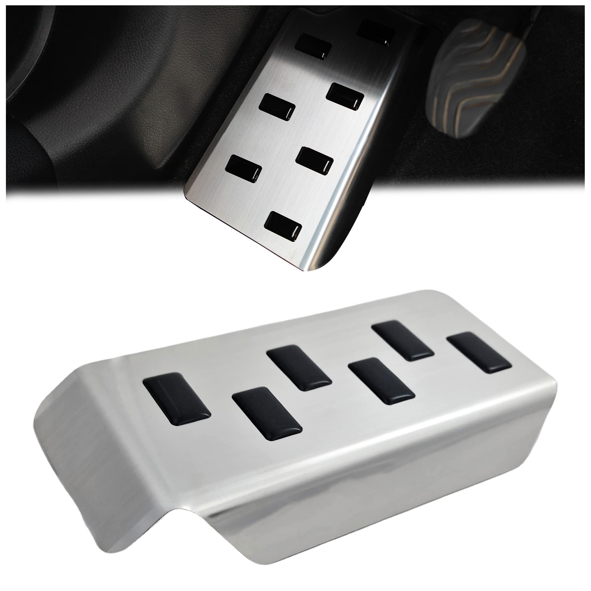 Footrest plate — Black | Silver, Stainless steel, Brushed