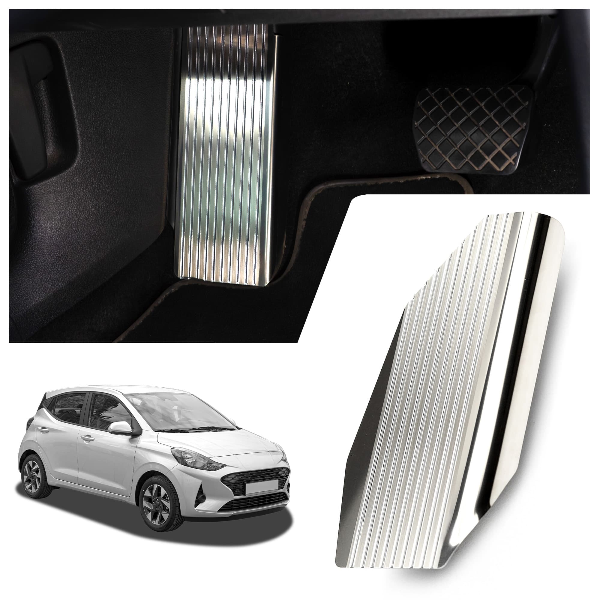Footrest plate — Silver, Stainless steel, Brushed