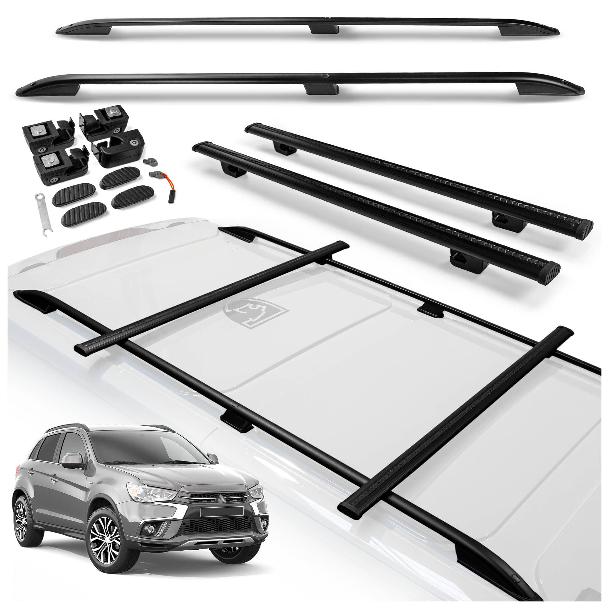 Roof rails with cross bars included SKYPORT — Black, Aluminum | Plastic, Painted