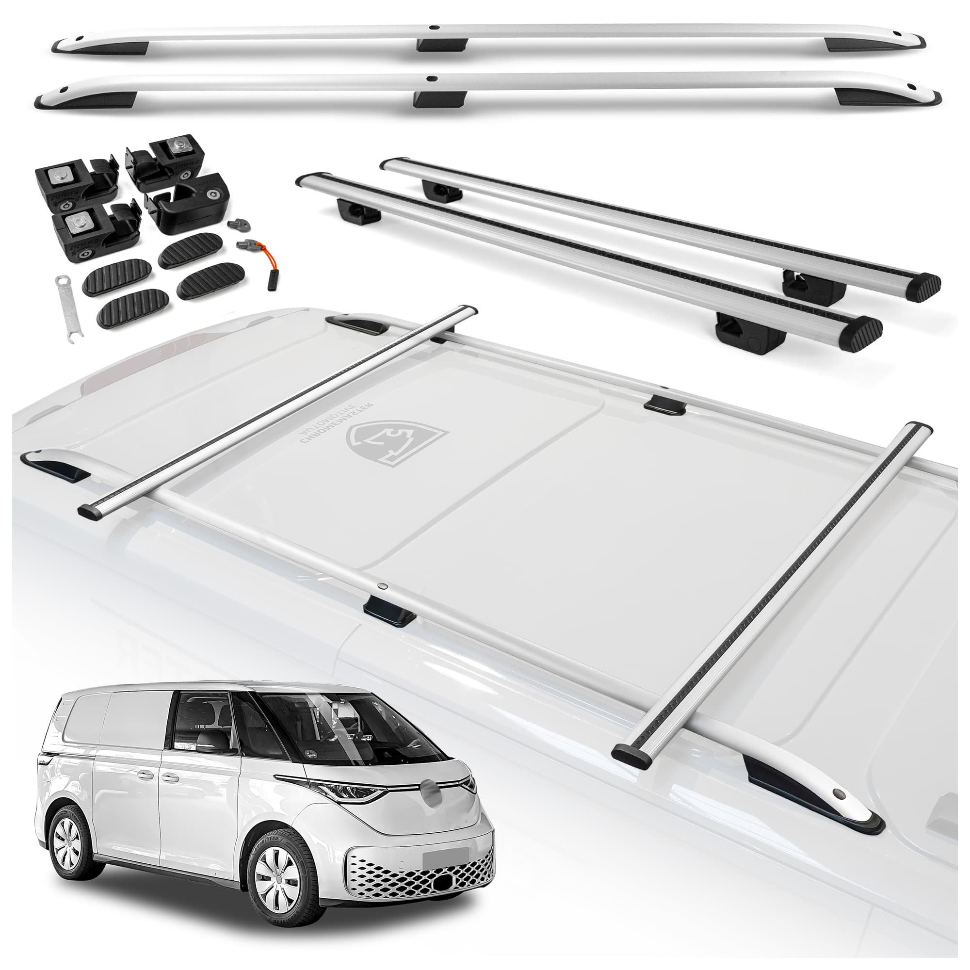 Roof rails with cross bars included SKYPORT — Silver, Aluminum | Plastic, Painted