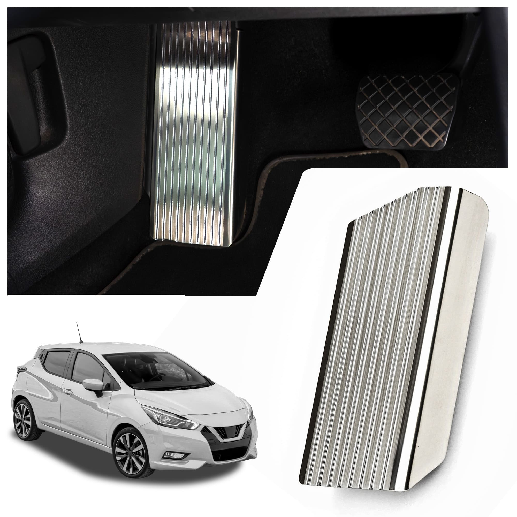 Footrest plate — Silver, Stainless steel, Brushed