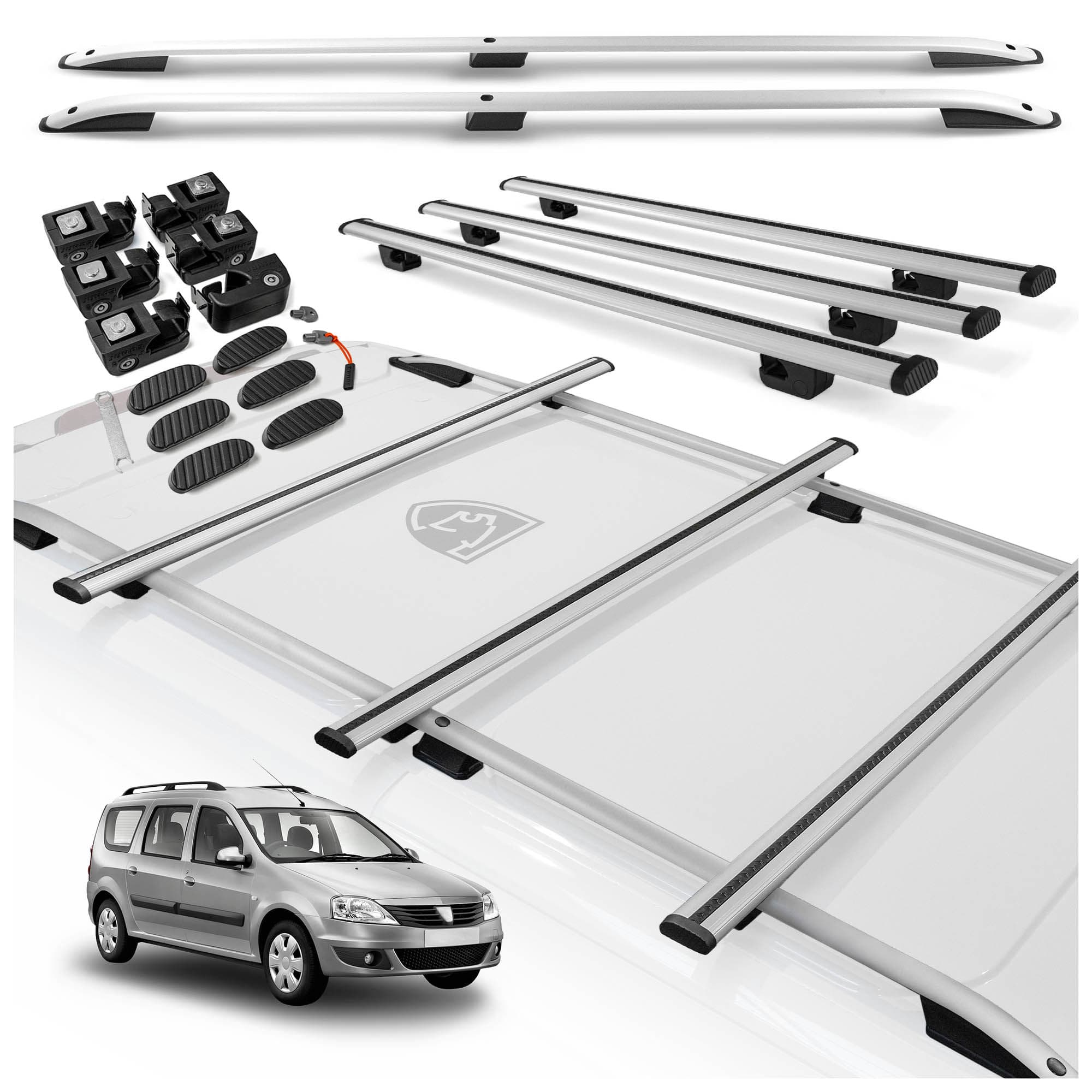 Roof rails with cross bars included SKYPORT — Silver, Aluminum | Plastic, Painted