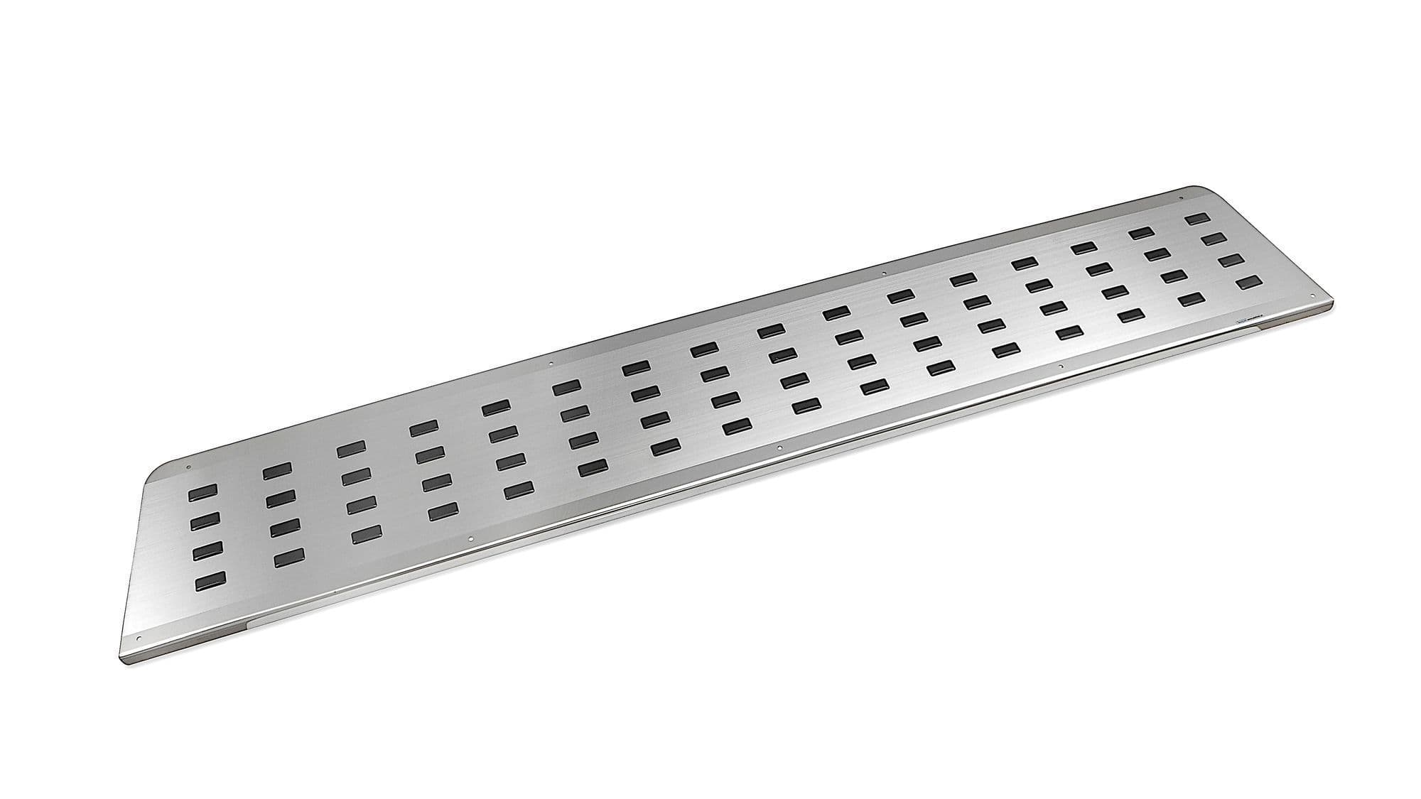 Cover for left rear interior step — Black | Silver, Stainless steel, Polished