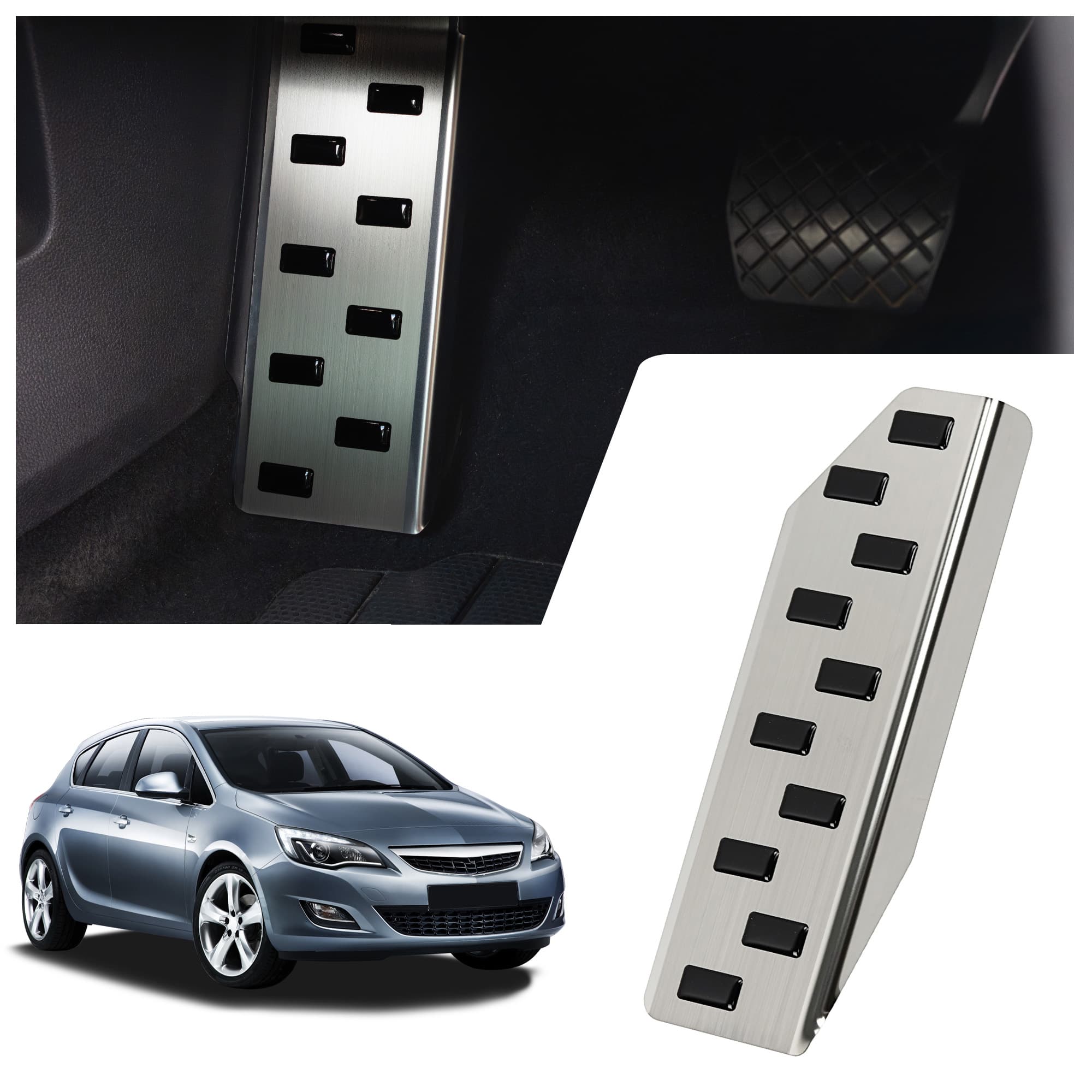 Footrest plate — Black | Silver, Stainless steel, Brushed