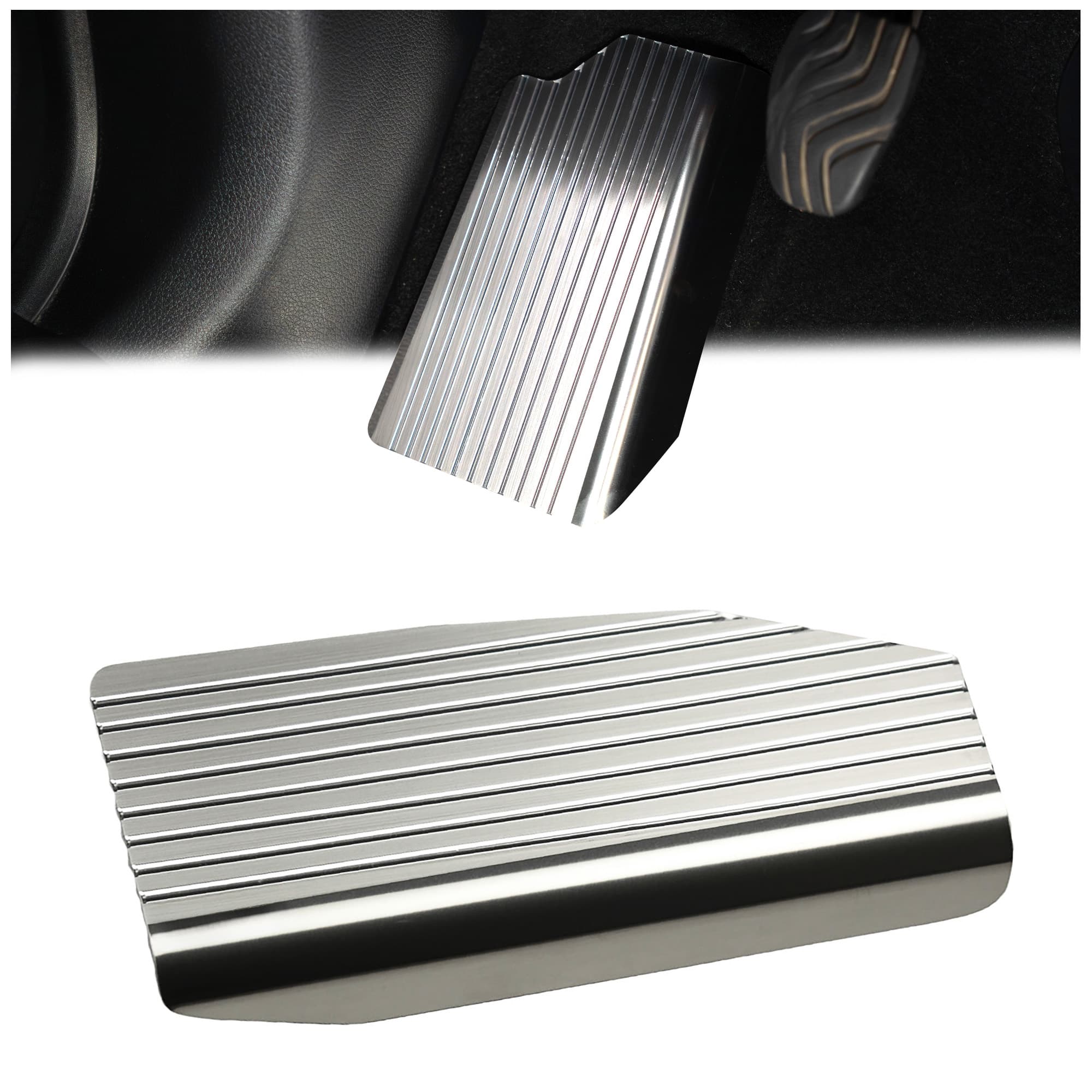 Footrest plate — Silver, Stainless steel, Brushed