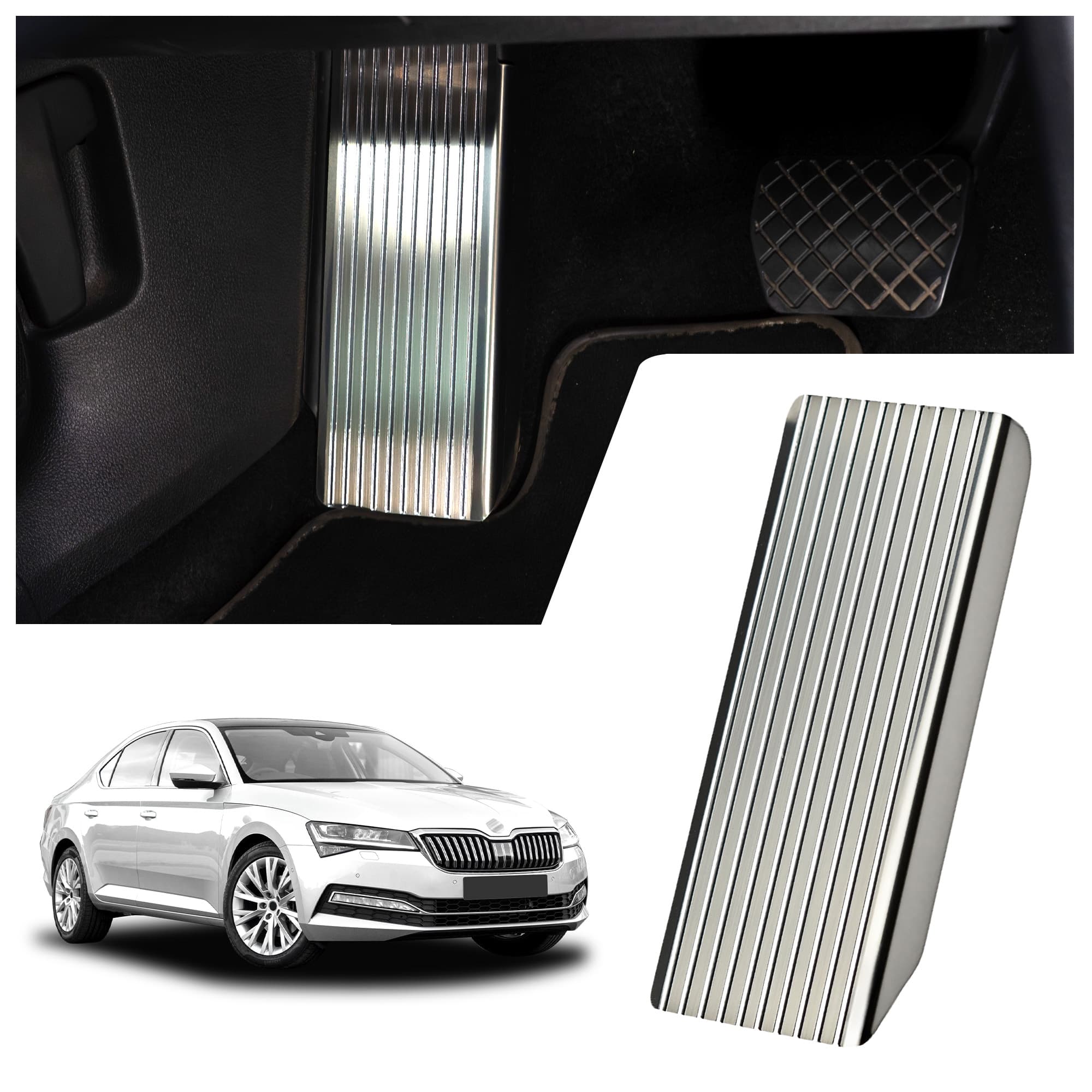 Footrest plate — Silver, Stainless steel, Brushed