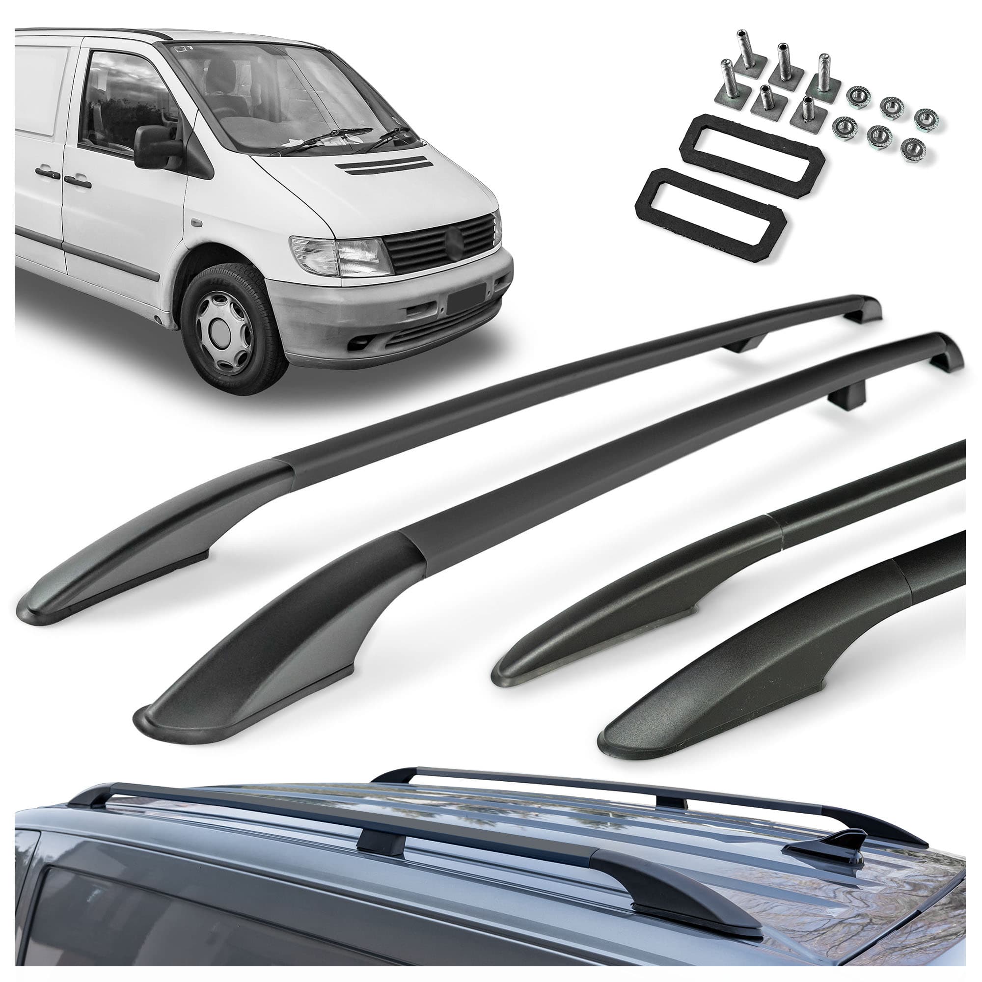 Roof rails Solid — Black, Aluminum | Plastic, Painted