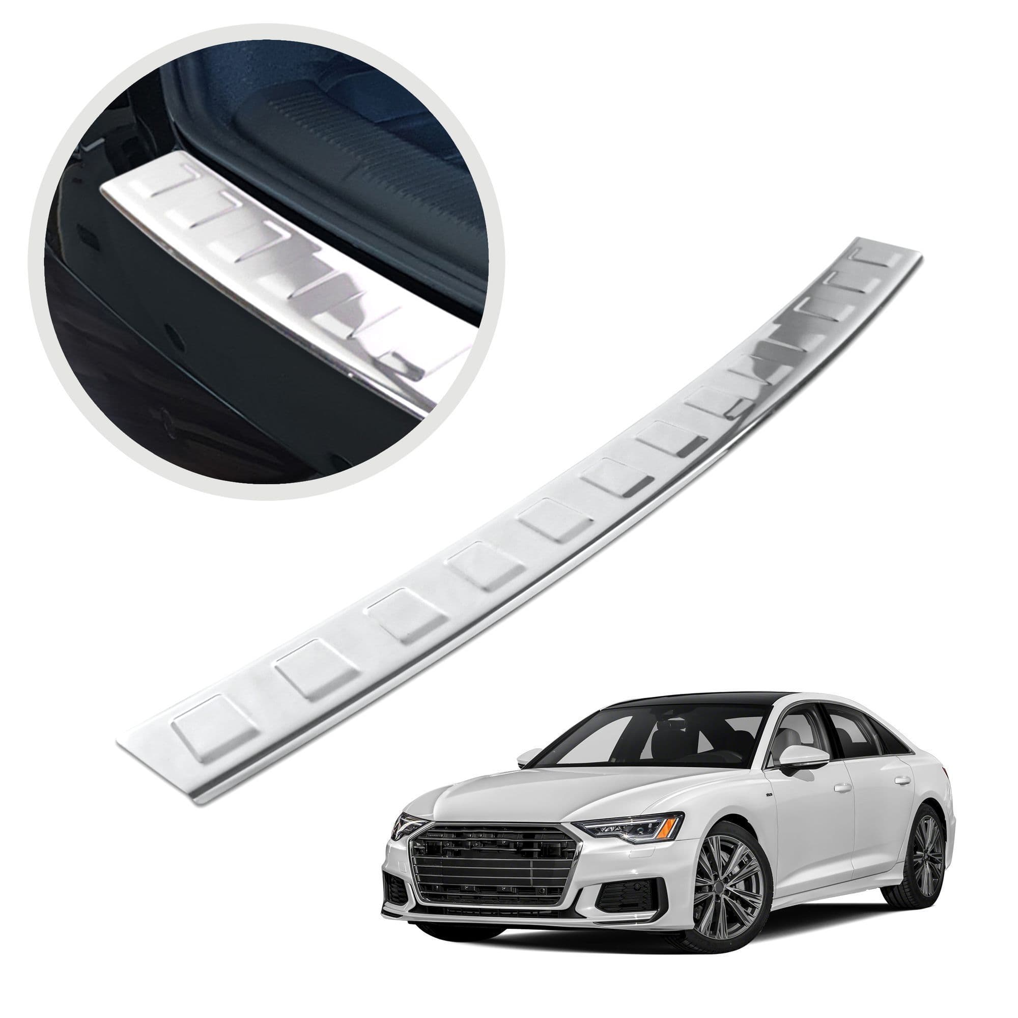 Rear bumper trim — Chrome, Stainless steel, Polished