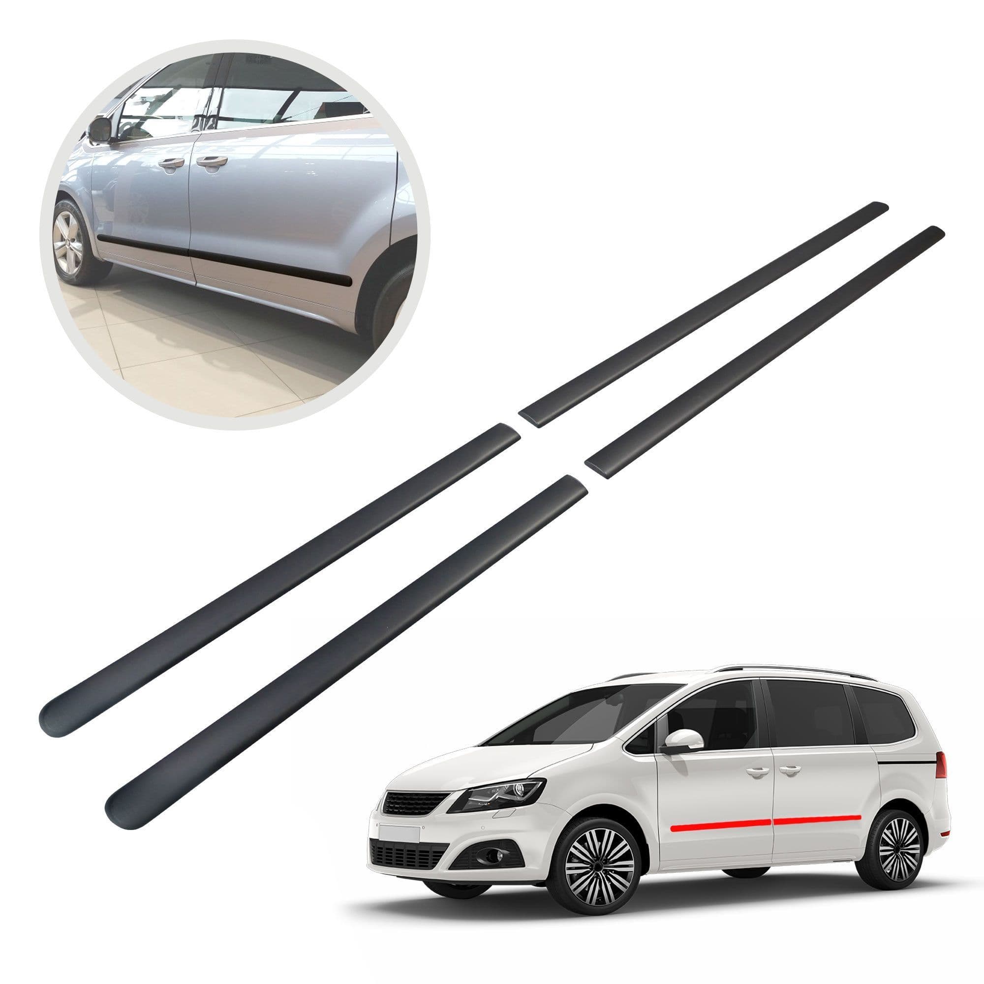 Side door trims — Black, Polyurethane composite PU, Matte