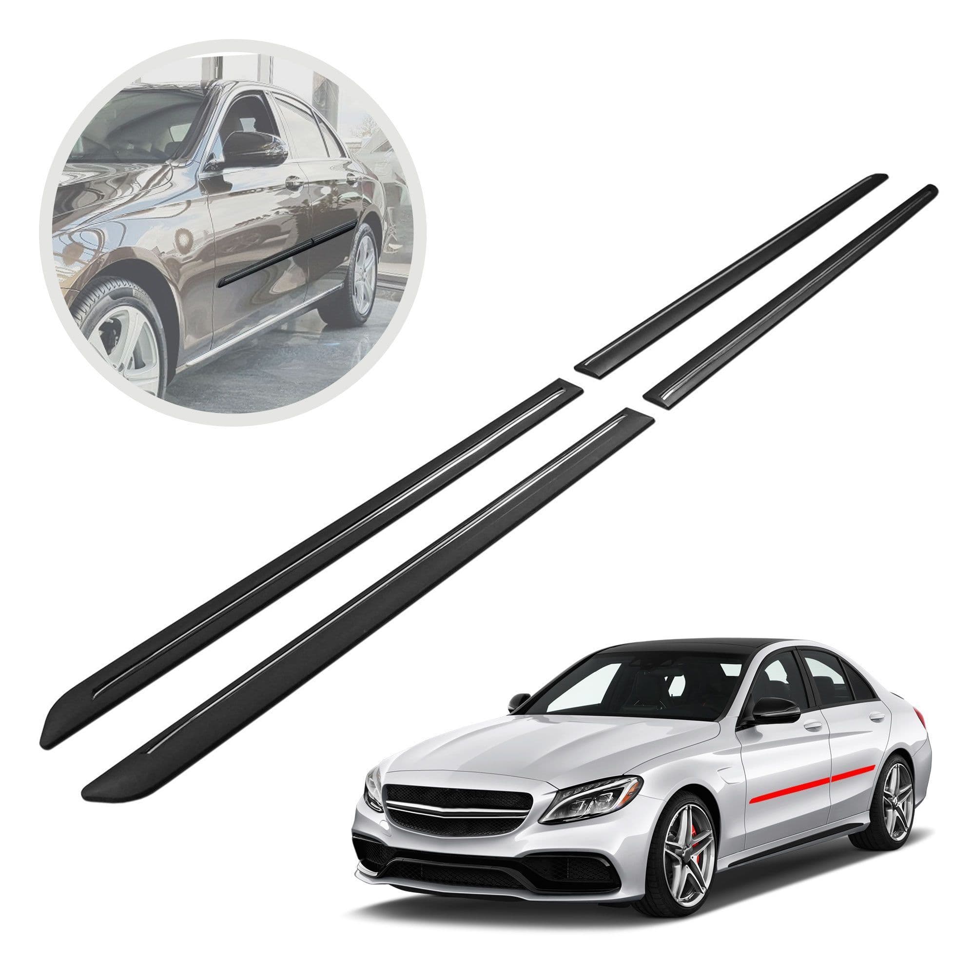 Side door trims — Black, Polyurethane composite PU, Matte