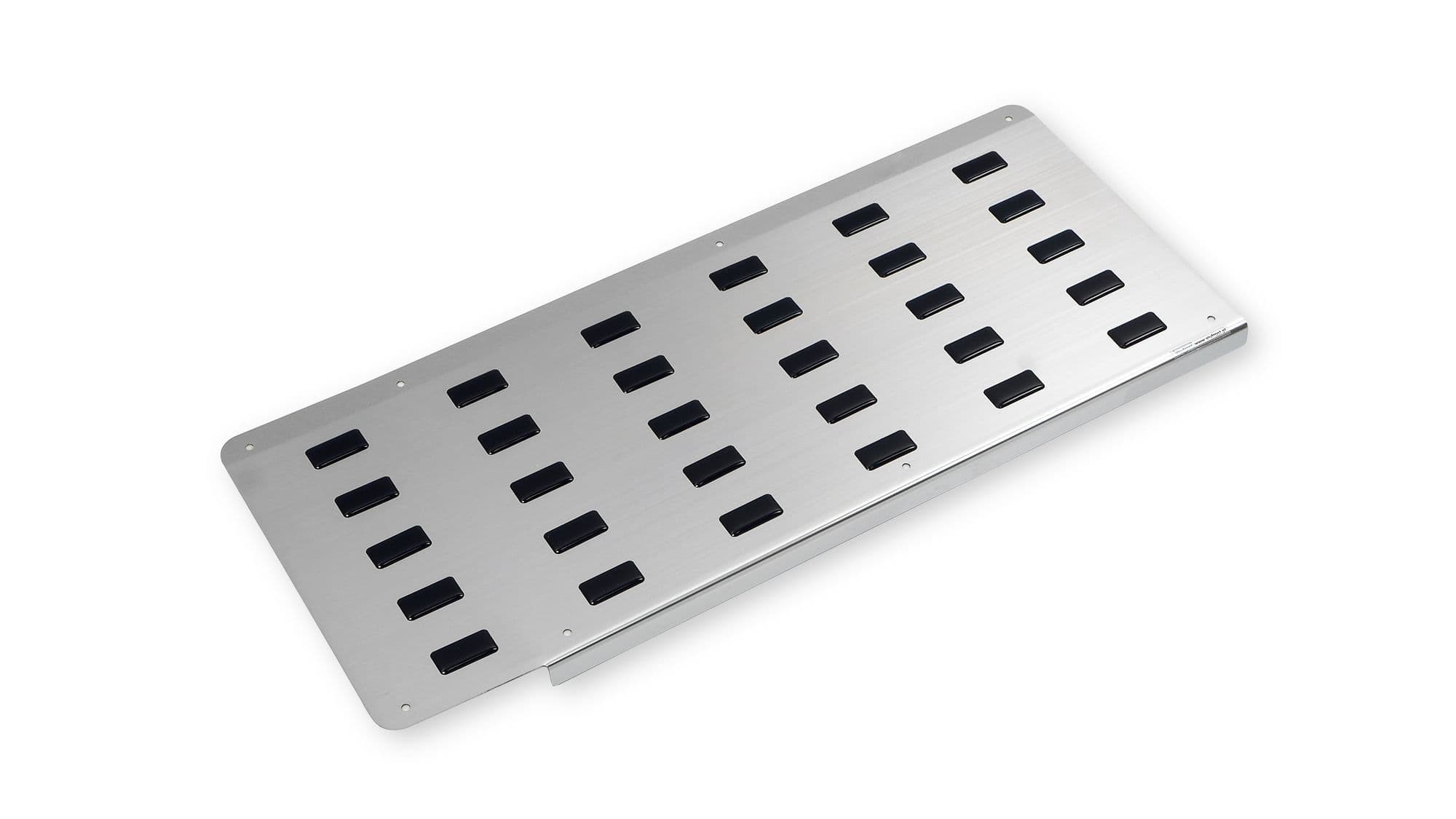 Cover for left rear interior step — Black | Silver, Stainless steel, Polished