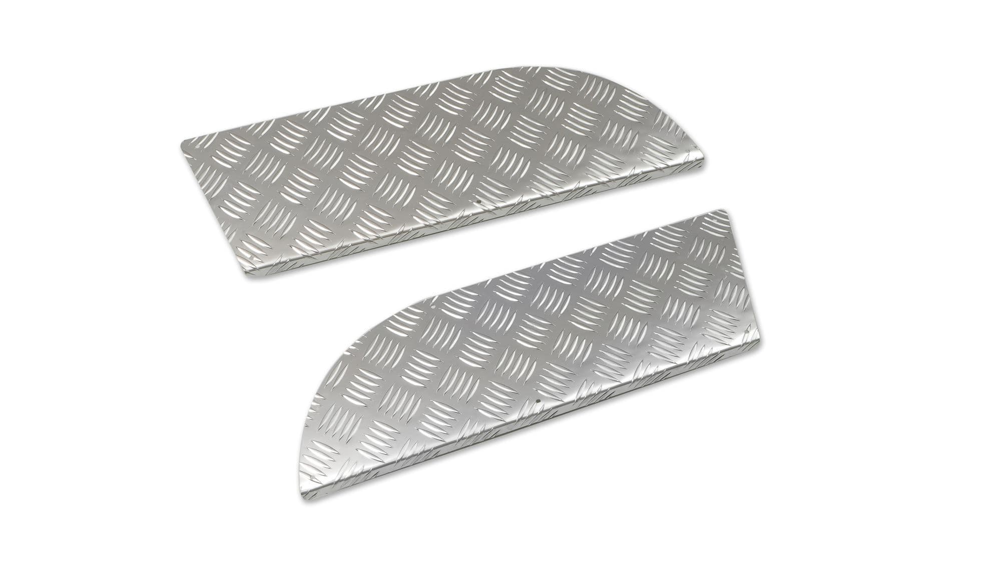 Covers for front interior steps — Silver, Aluminum, Ribbed