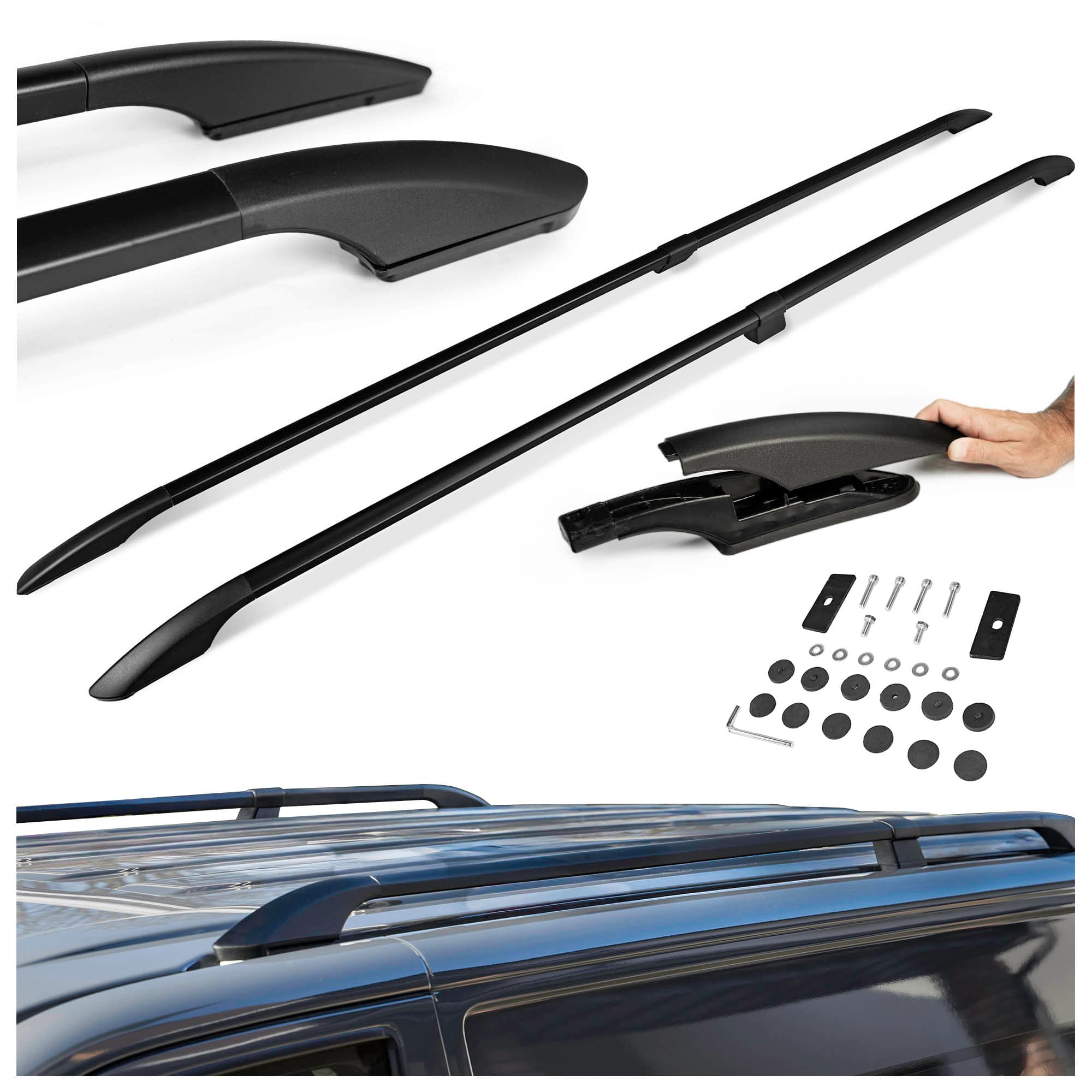 Split roof rails Solid — Black, Aluminum | Plastic, Painted