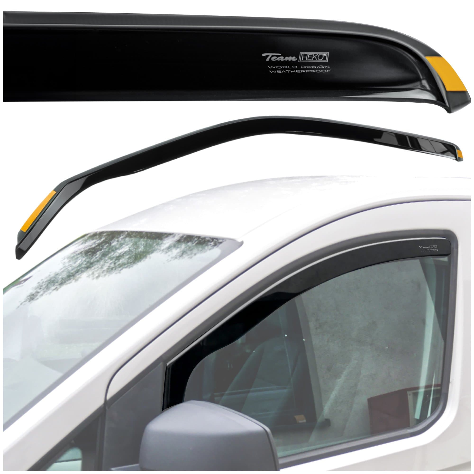 Front side window deflectors — Translucent black smoked, Plastic, Shiny