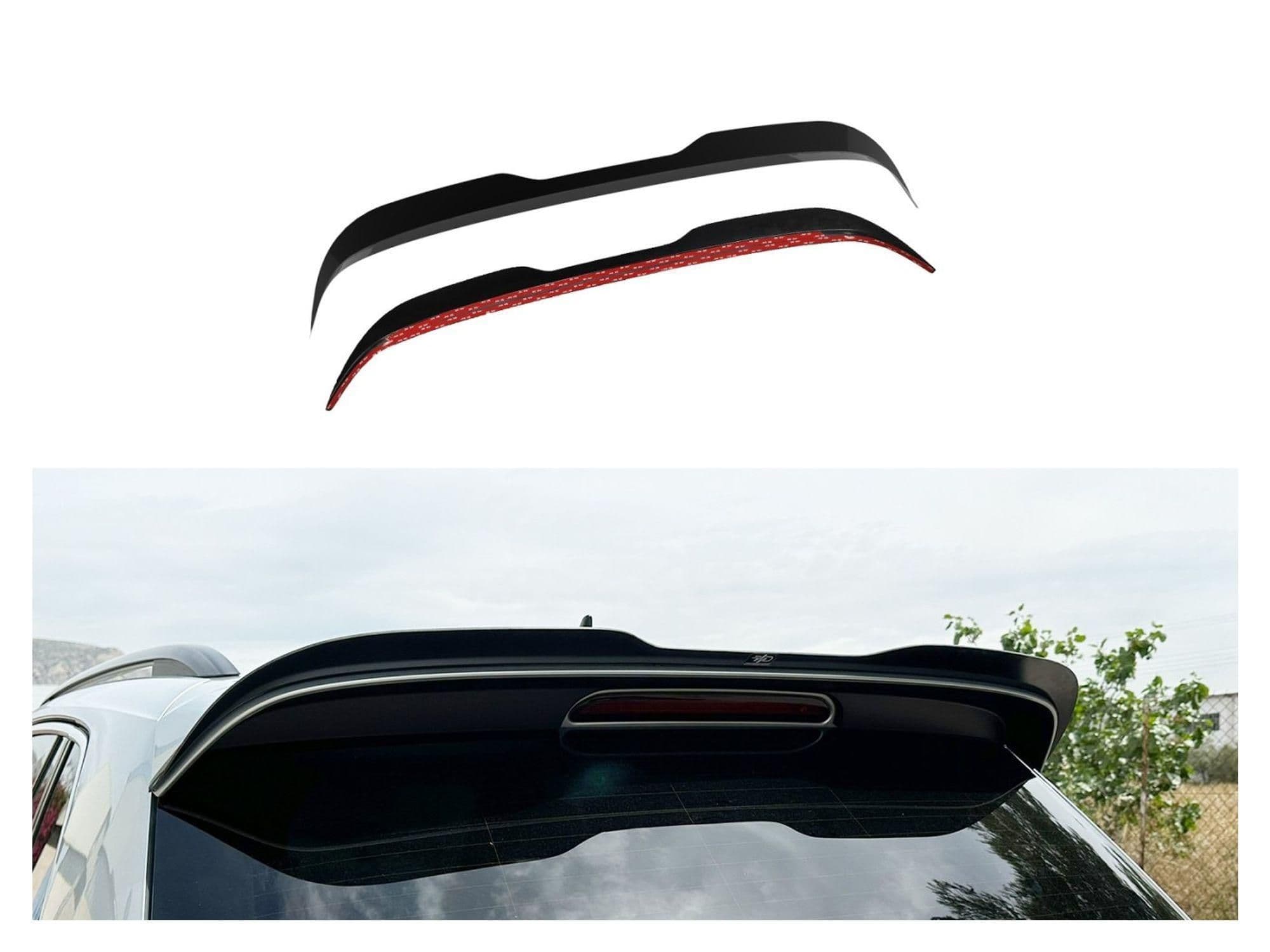 Roof spoiler cover — Black, ABS plastic, Shiny