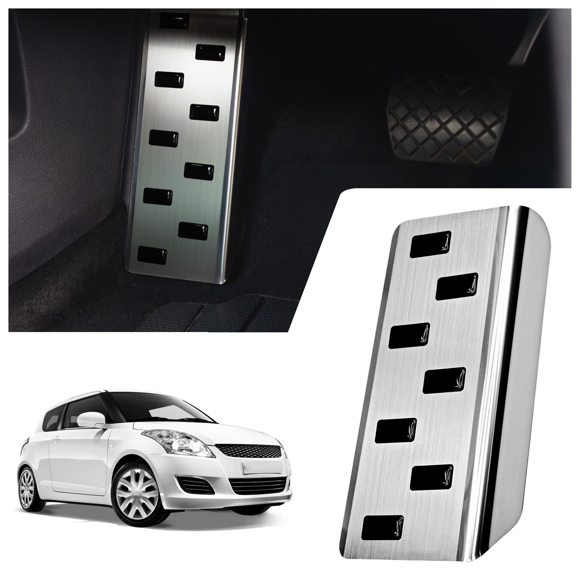 Footrest plate — Black | Silver, Stainless steel, Brushed