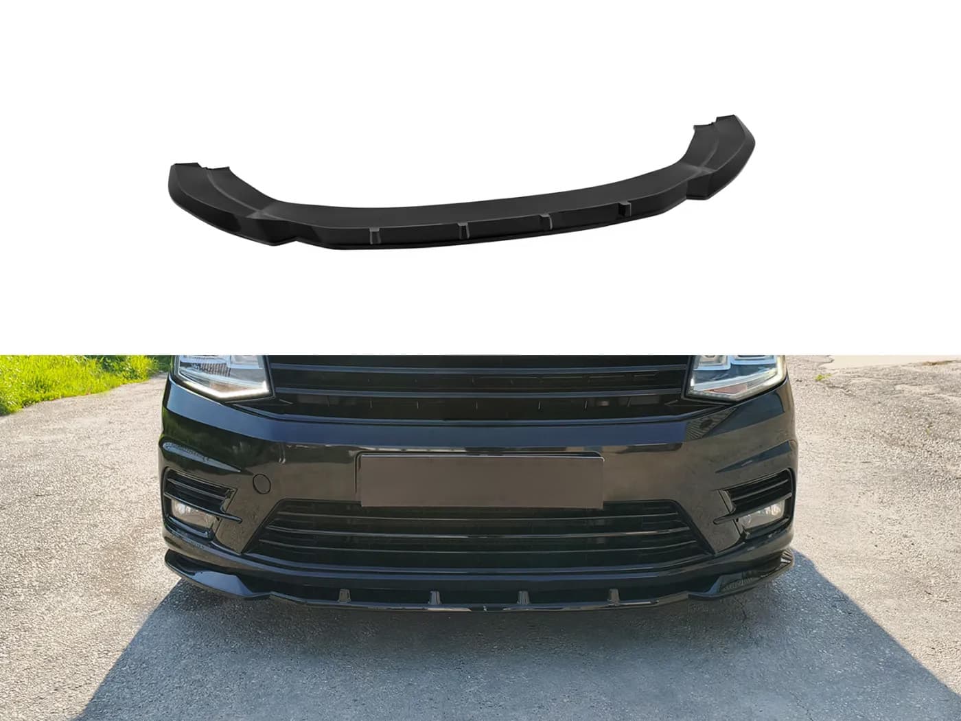 Front splitter — Black, ABS plastic, Shiny
