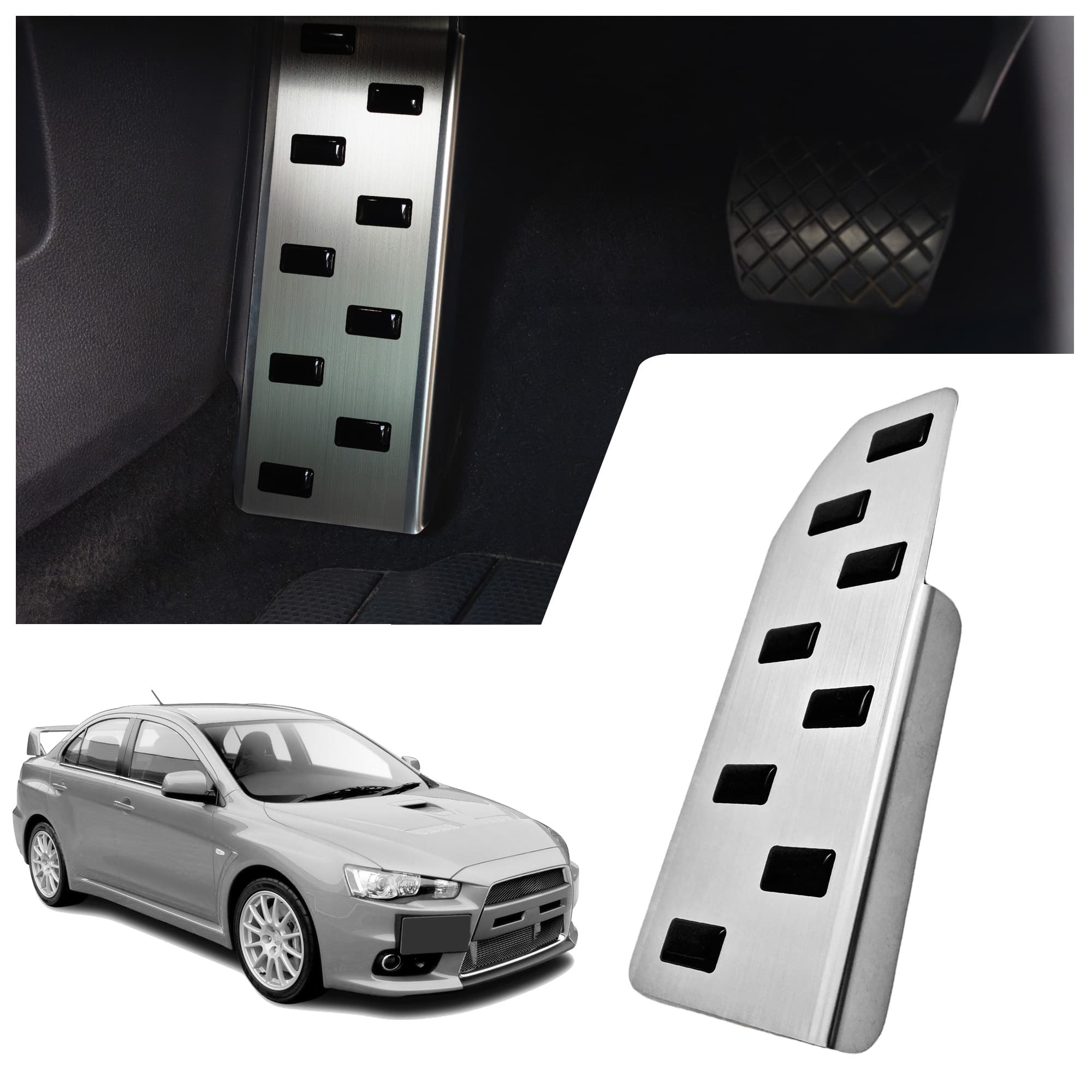 Footrest plate — Black | Silver, Stainless steel, Brushed