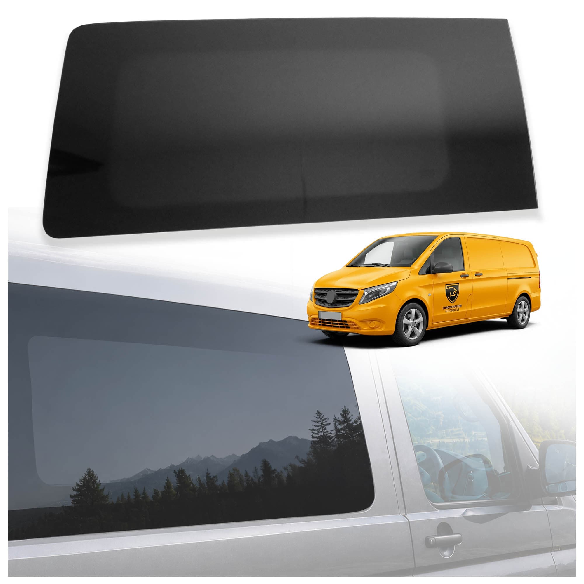 Front right fixed side window Galaxy — Semi-transparent tinted, Glass, Polished